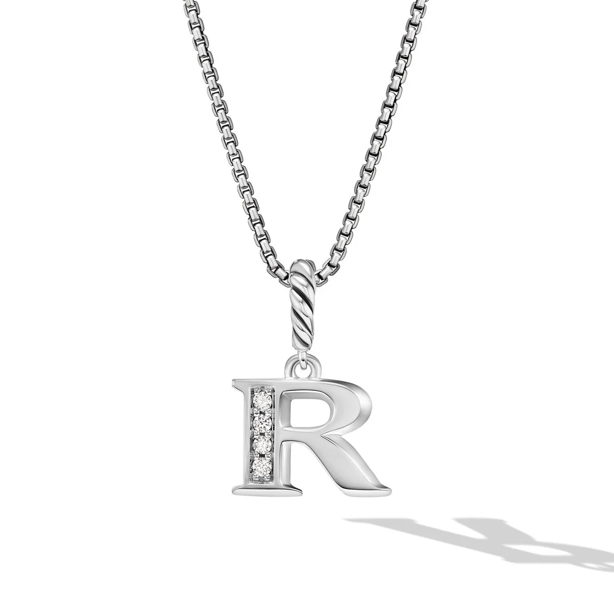 David Yurman Pavé Initial Pendant Necklace In Sterling Silver With Diamond P - Image 2