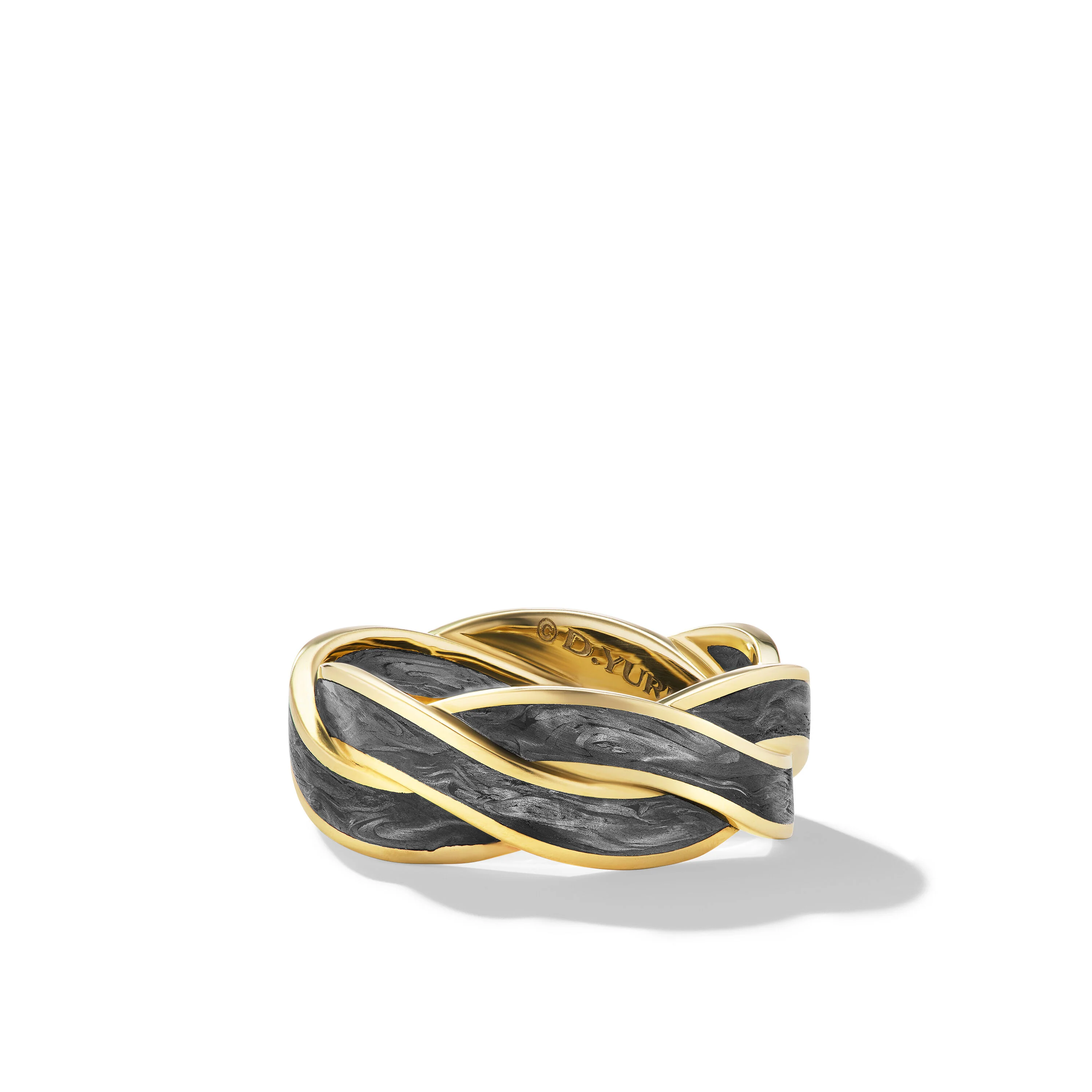 David Yurman Helios™ Band Ring In 18k Yellow Gold With Forged Carbon, 9mm