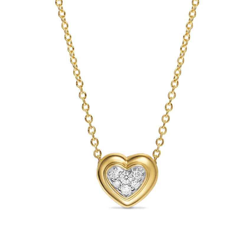 David Yurman Puffy Heart Pendant Necklace In 18k Yellow Gold With Diamonds, 7.8mm - Image 2