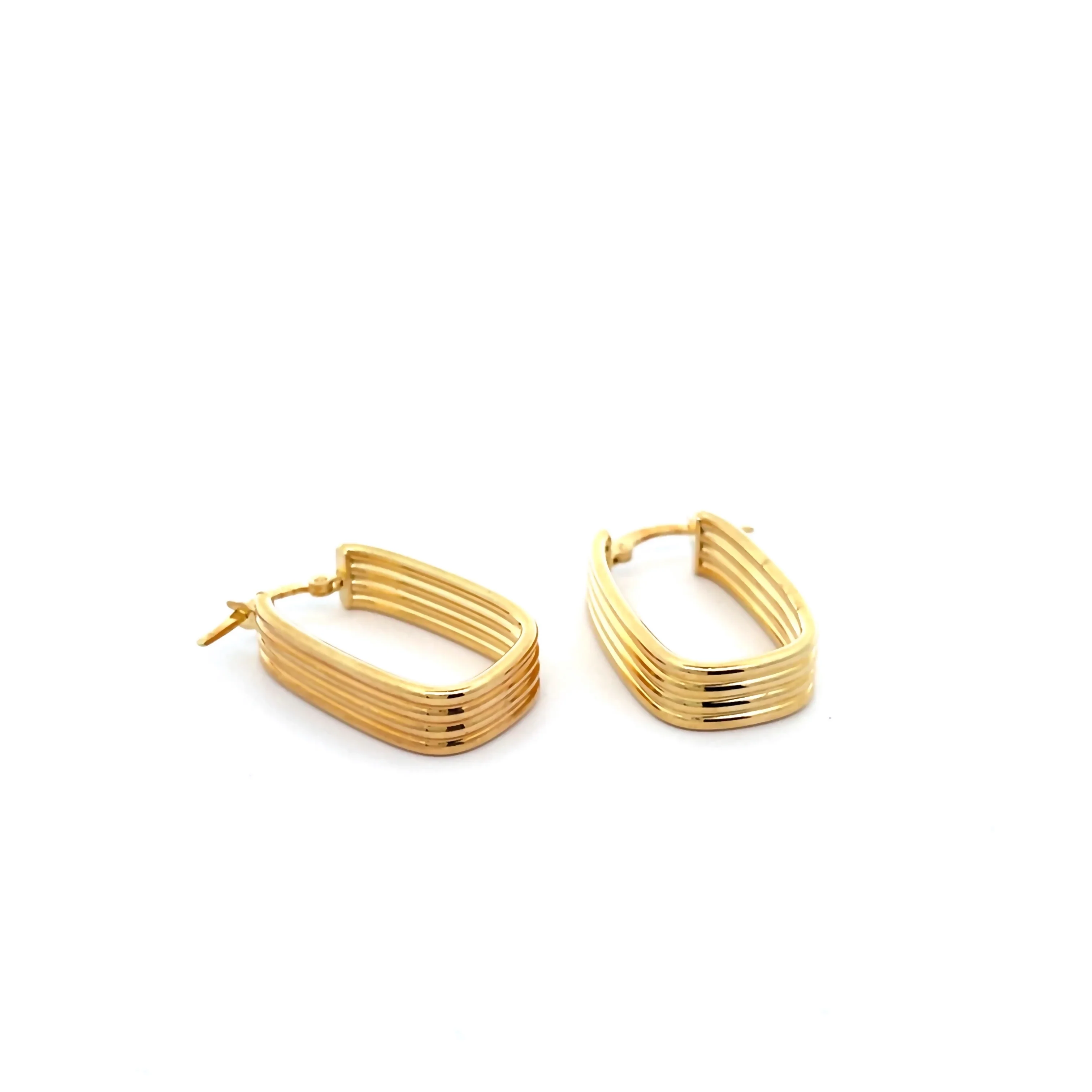 Brown & Co. 14k Yellow Gold Ribbed U-Shaped Hoop Earrings - Image 2