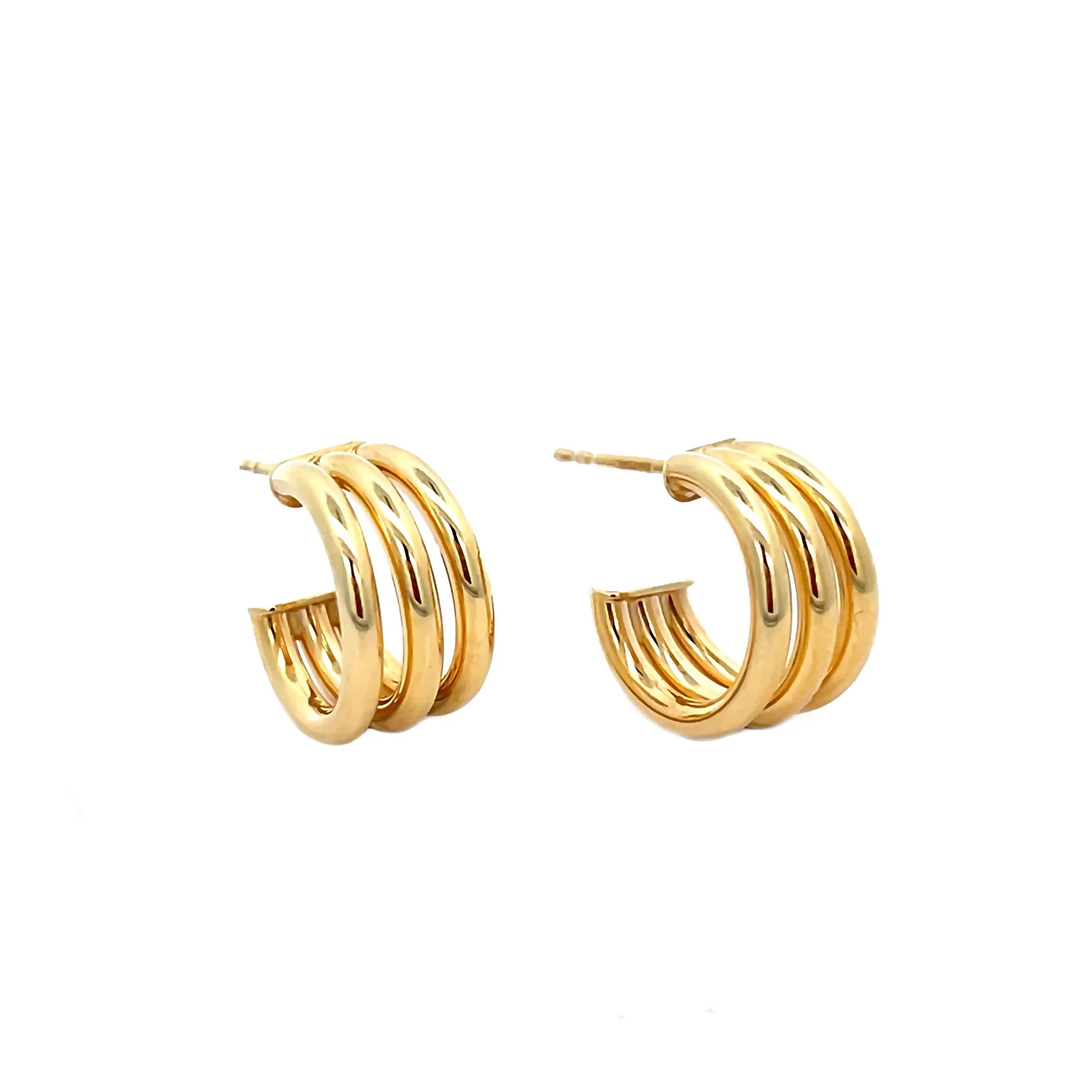 Brown & Co. 14k Yellow Gold Three Row Huggie Earrings