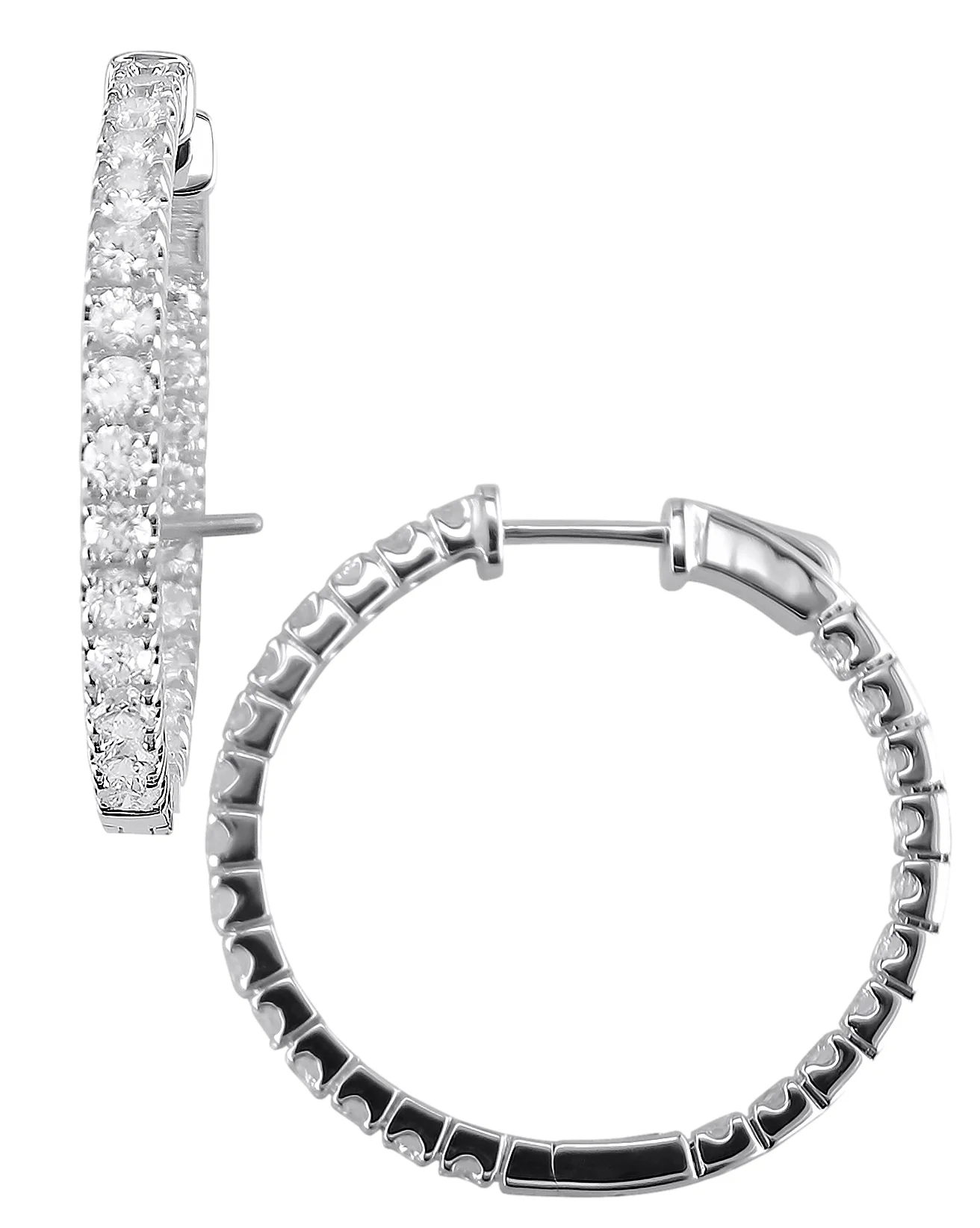 Brown & Co. 18k White 1.75ct Gold In & Out Diamond Hoop Earrings