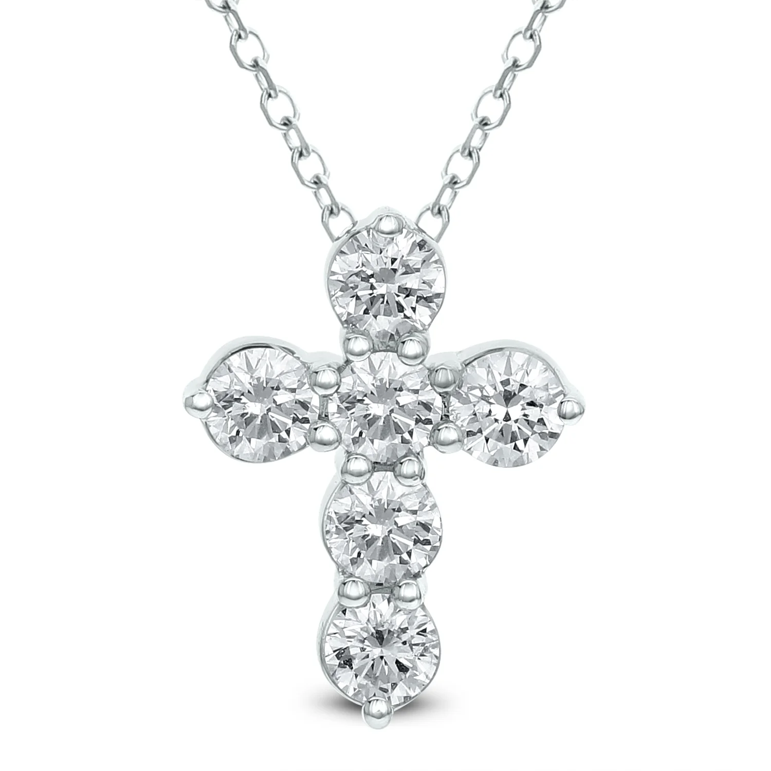 Brown & Co. 18k White Gold 1.00ct Diamond Cross Pendant Necklace