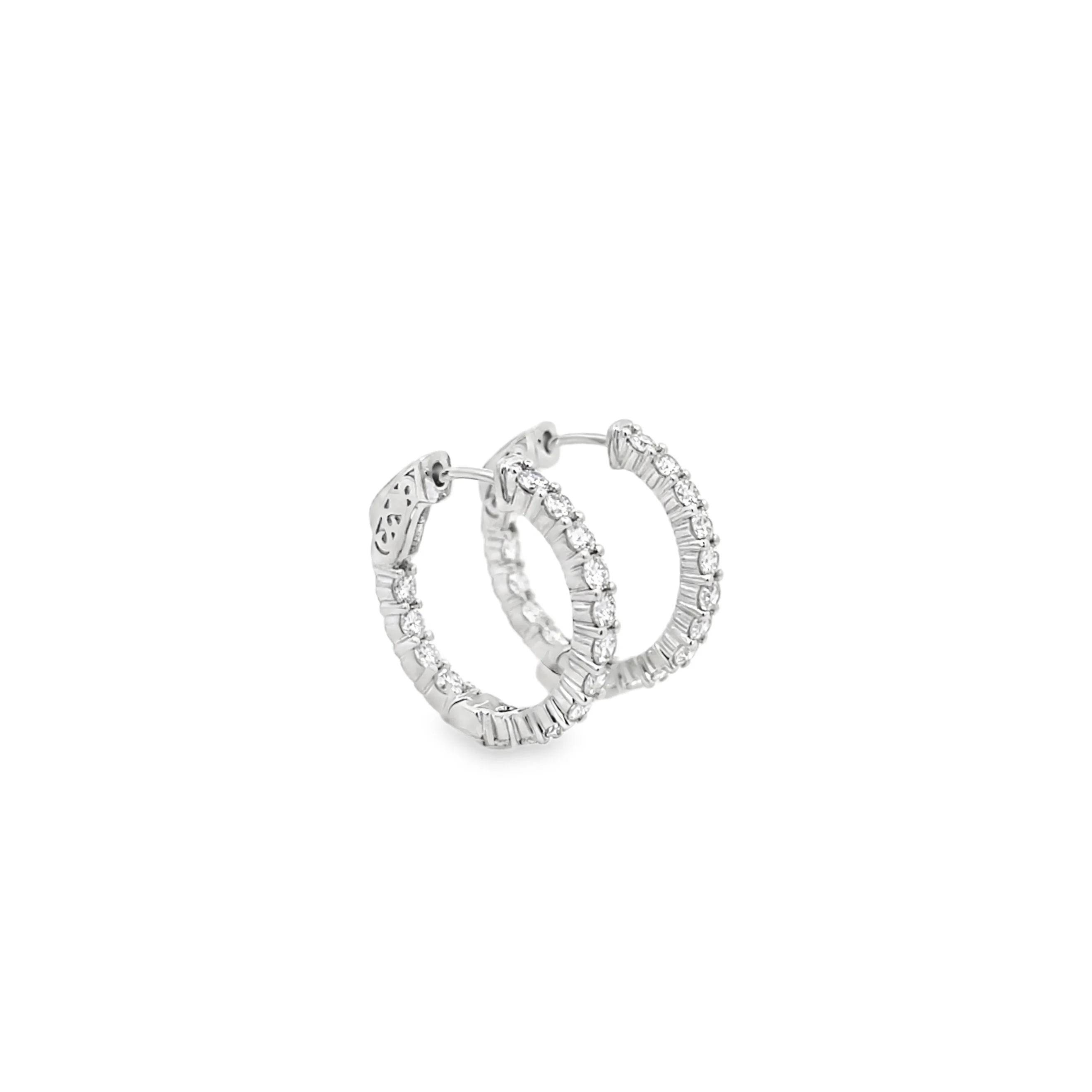 Brown & Co. 18k White Gold 1.55ct Diamond Hoop Earrings - Image 2