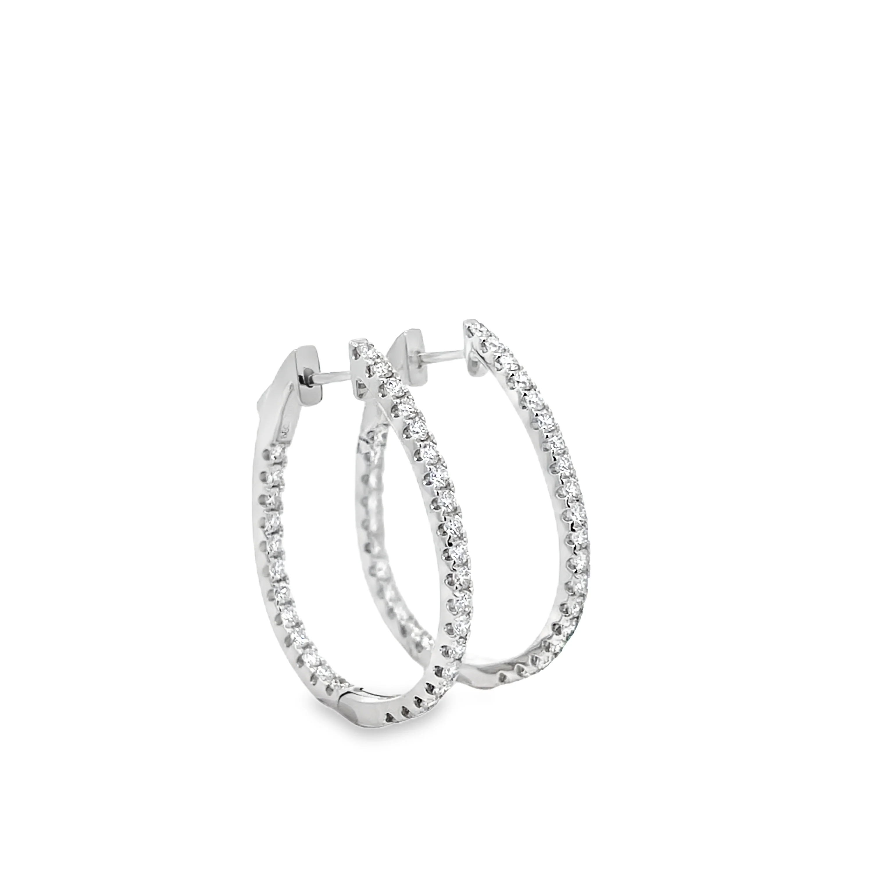 Brown & Co. 18k White Gold 1.60ct Diamond Hoop Earrings - Image 2
