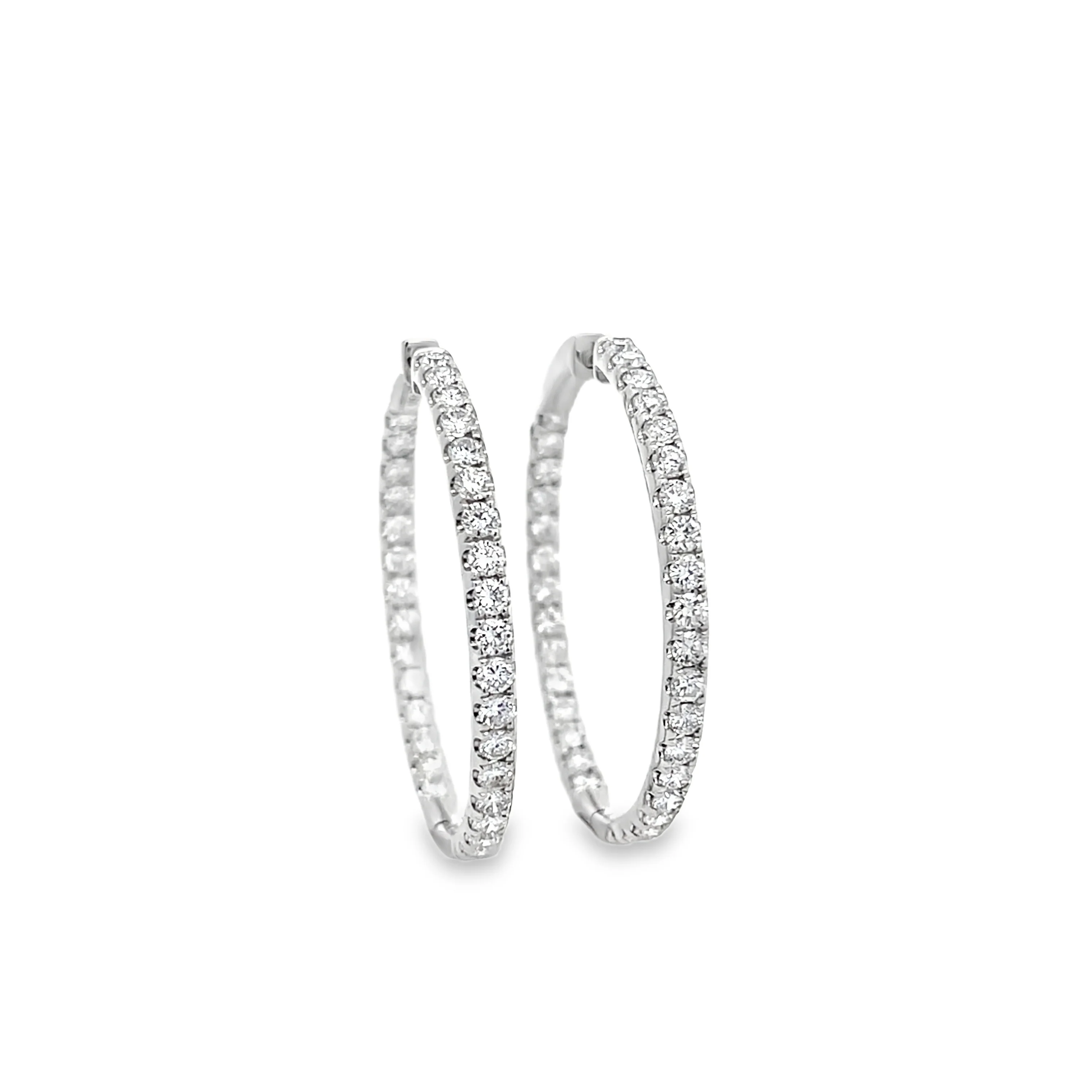 Brown & Co. 18k White Gold 3.25ct Diamond Hoop Earrings - Image 2