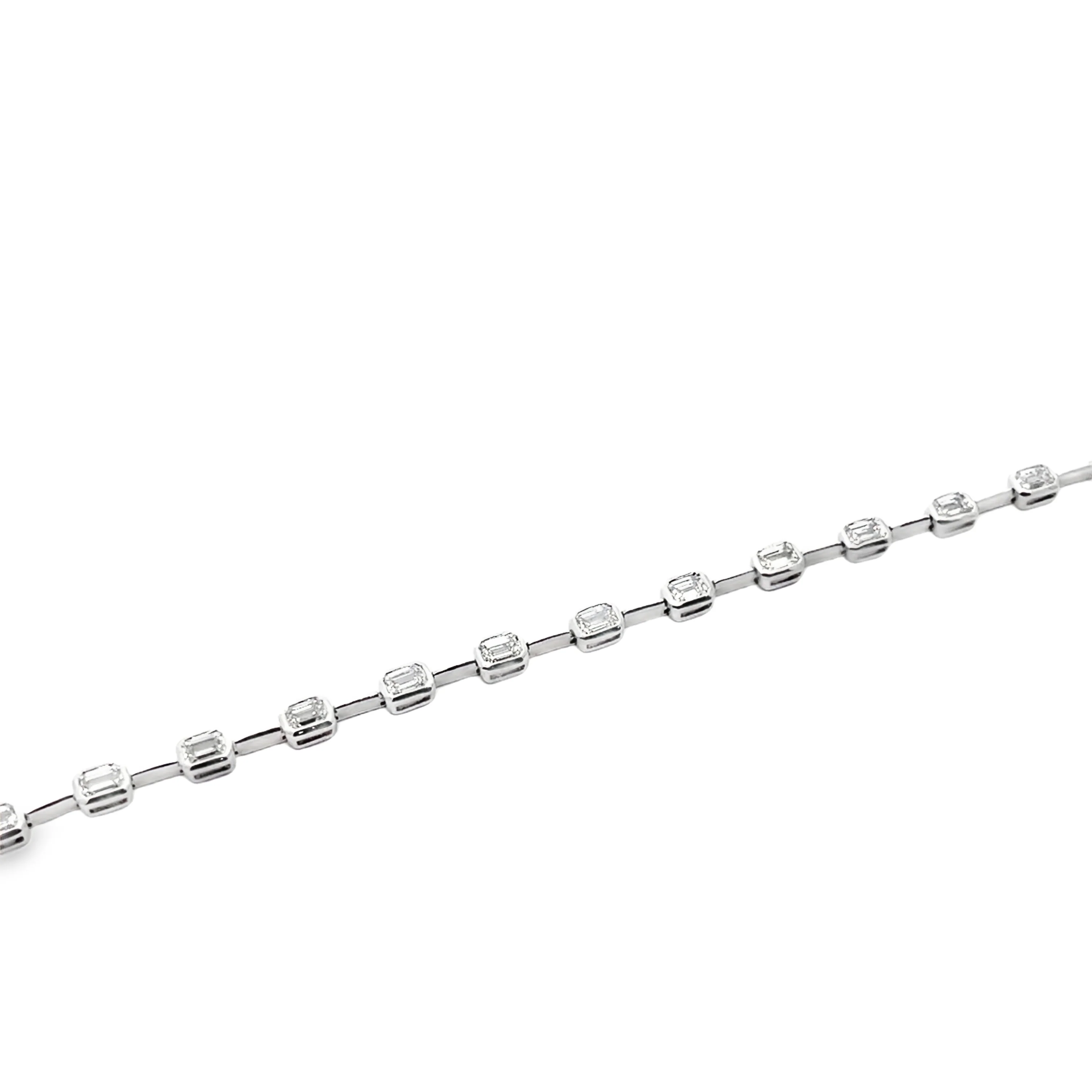 Brown & Co. 18k White Gold 3ct Emerald Cut Diamond Bracelet - Image 2