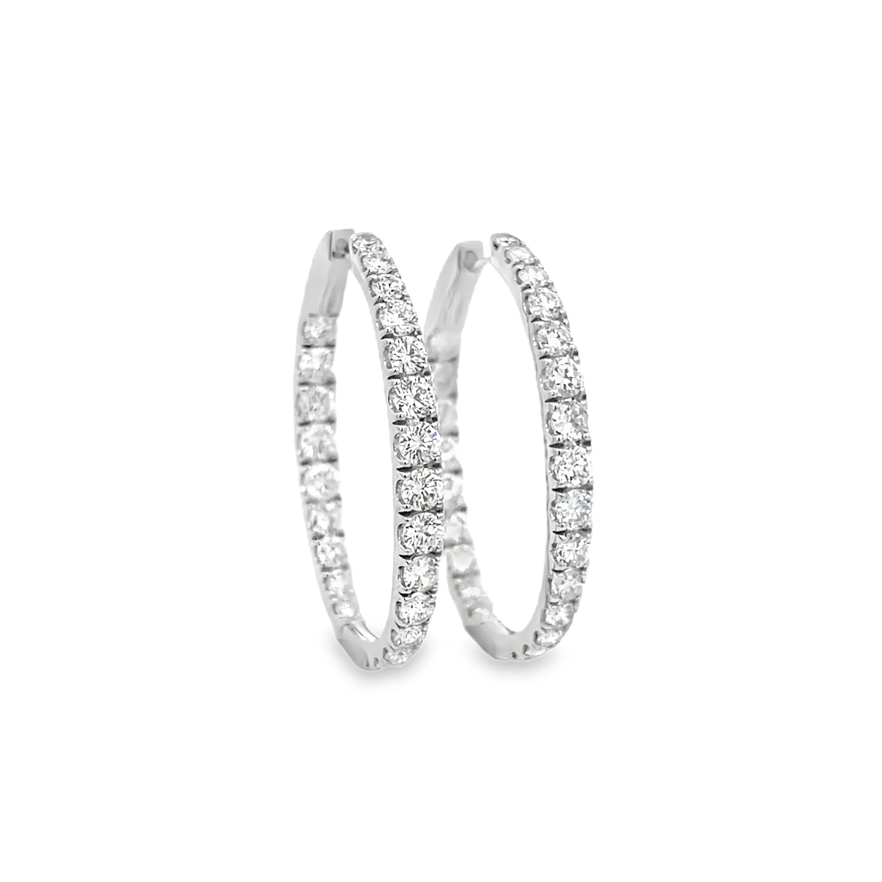 Brown & Co. 18k White Gold 5ct Diamond Hoop Earrings - Image 2