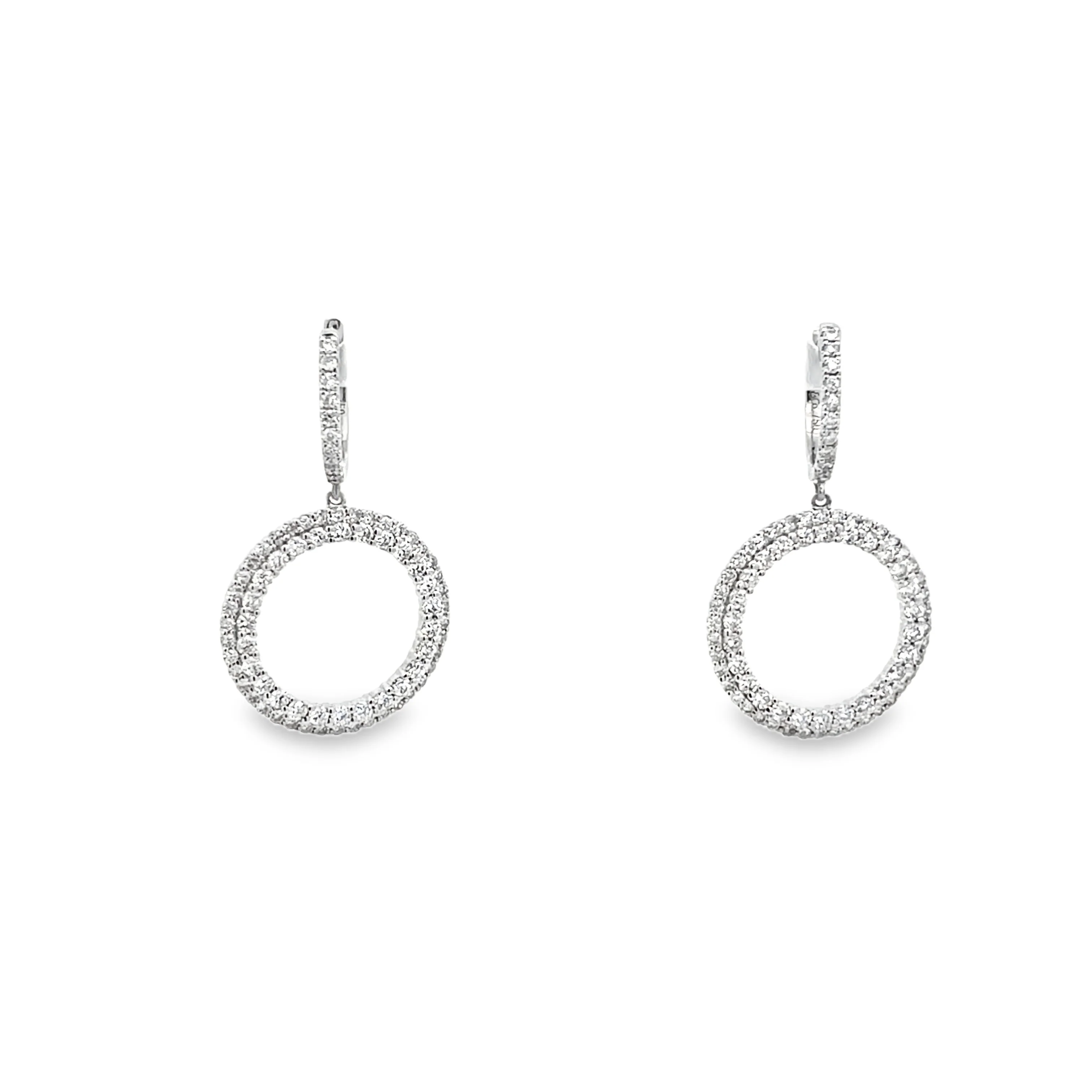 Brown & Co. 18k White Gold Diamond Circle Drop Earrings