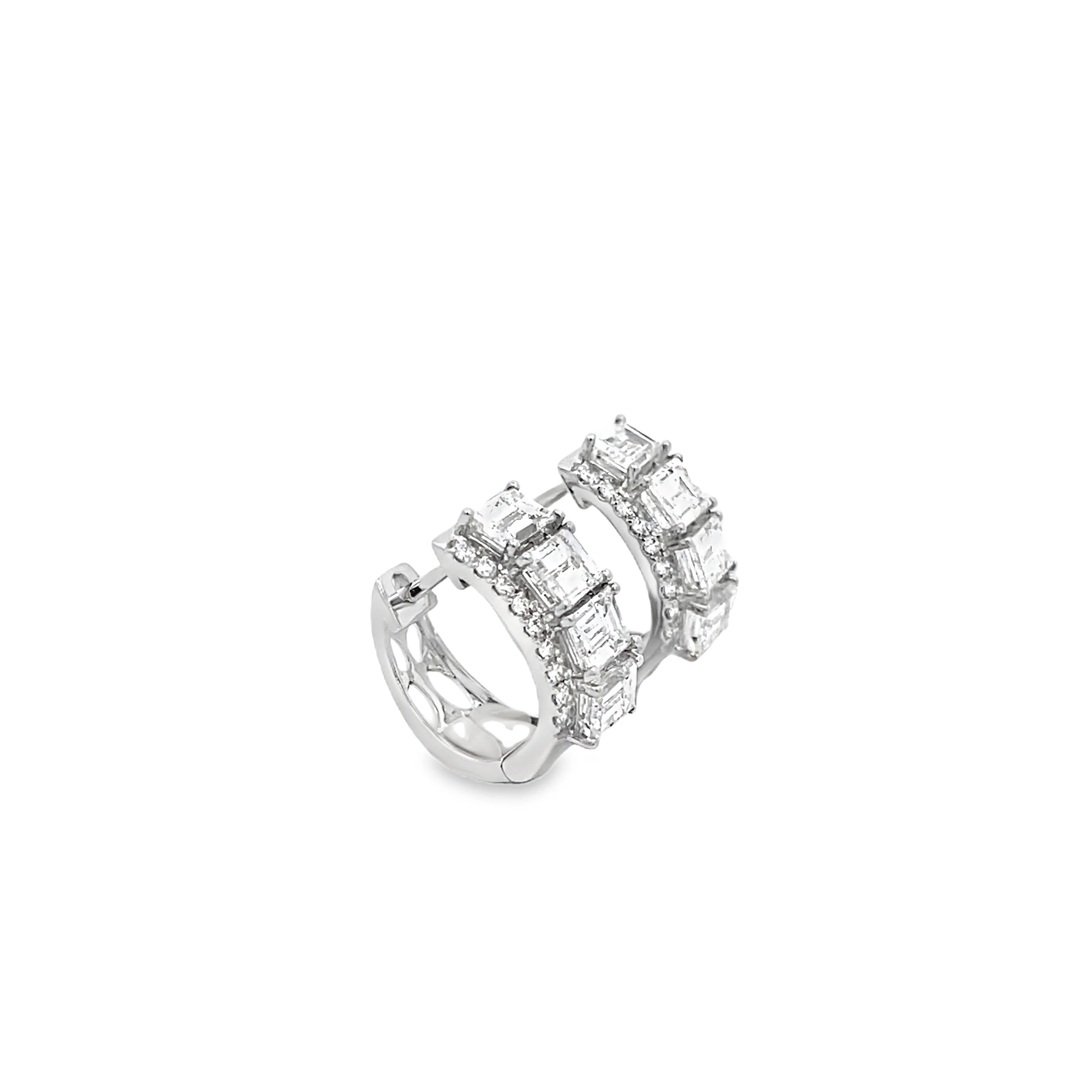 Brown & Co. 18k White Gold Emerald Cut Diamond Earrings - Image 2