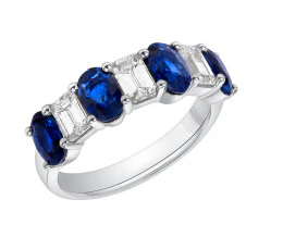 BROWN & CO. 18K WHITE GOLD Sapphire and Diamond RING - Image 2