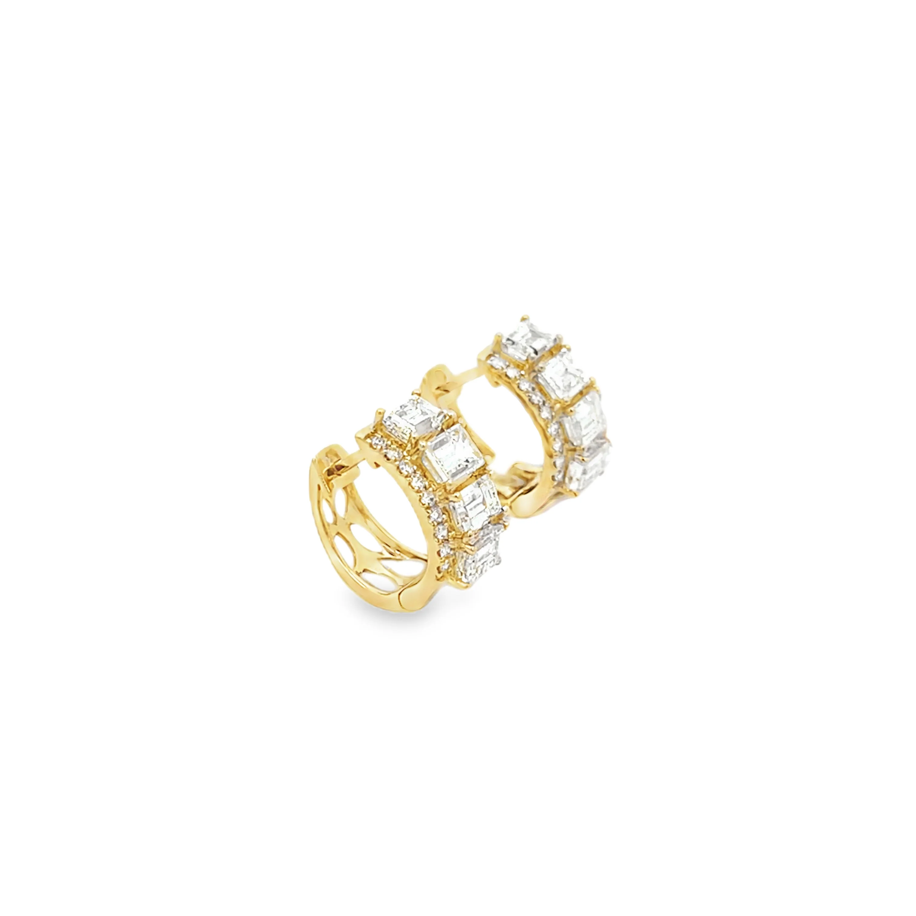 Brown & Co. 18k Yellow Gold Emerald Cut Diamond Earrings - Image 2