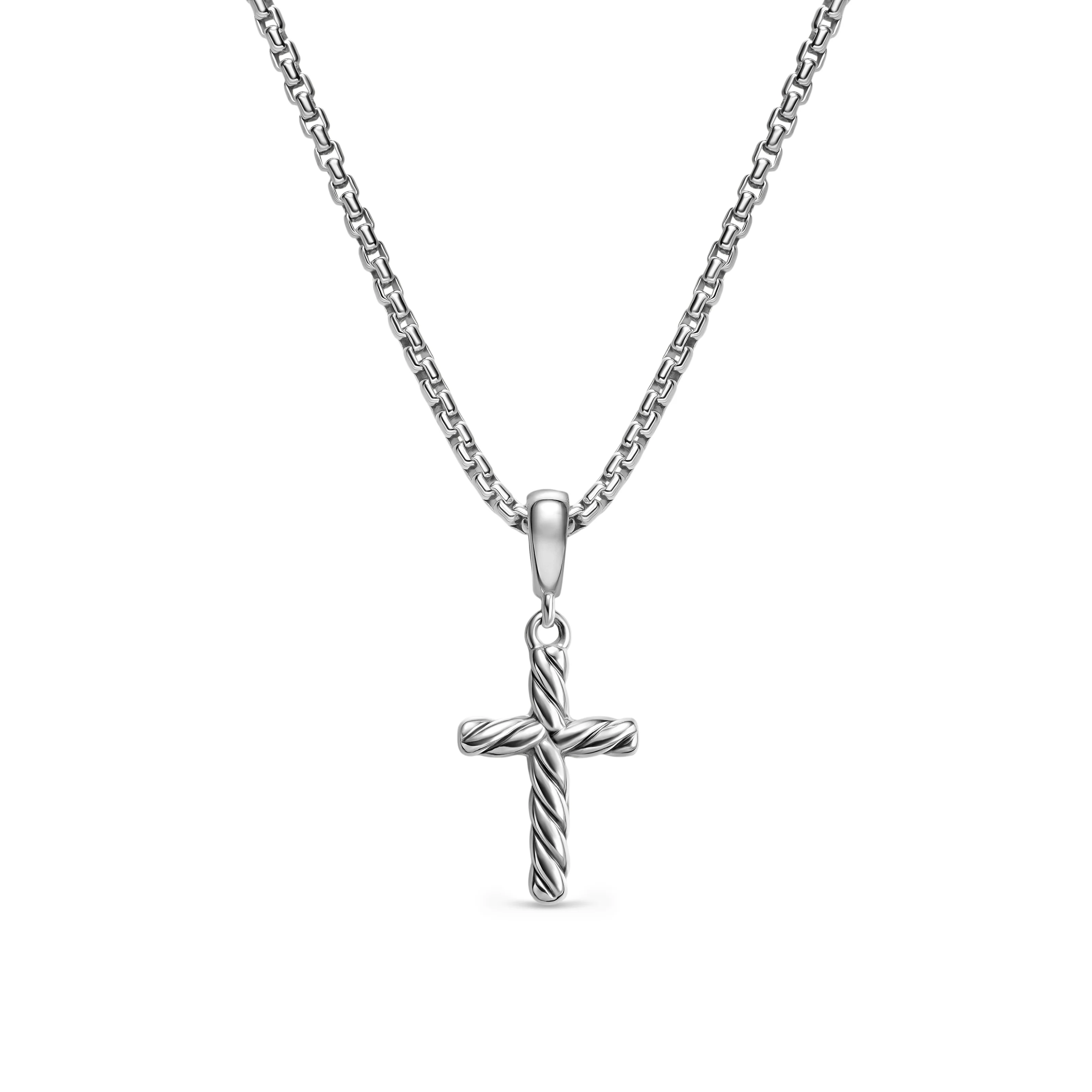 David Yurman Cable Cross Pendant Necklace In Sterling Silver, 17.5mm - Image 2