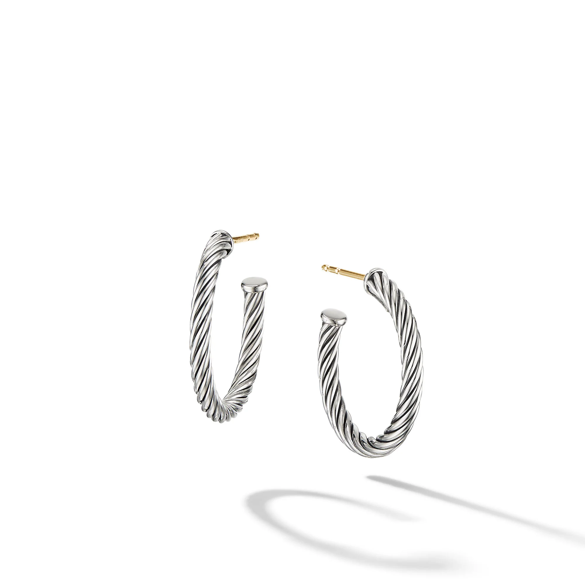 David Yurman Cable Hoop Earrings In Sterling Silver, 3/4in