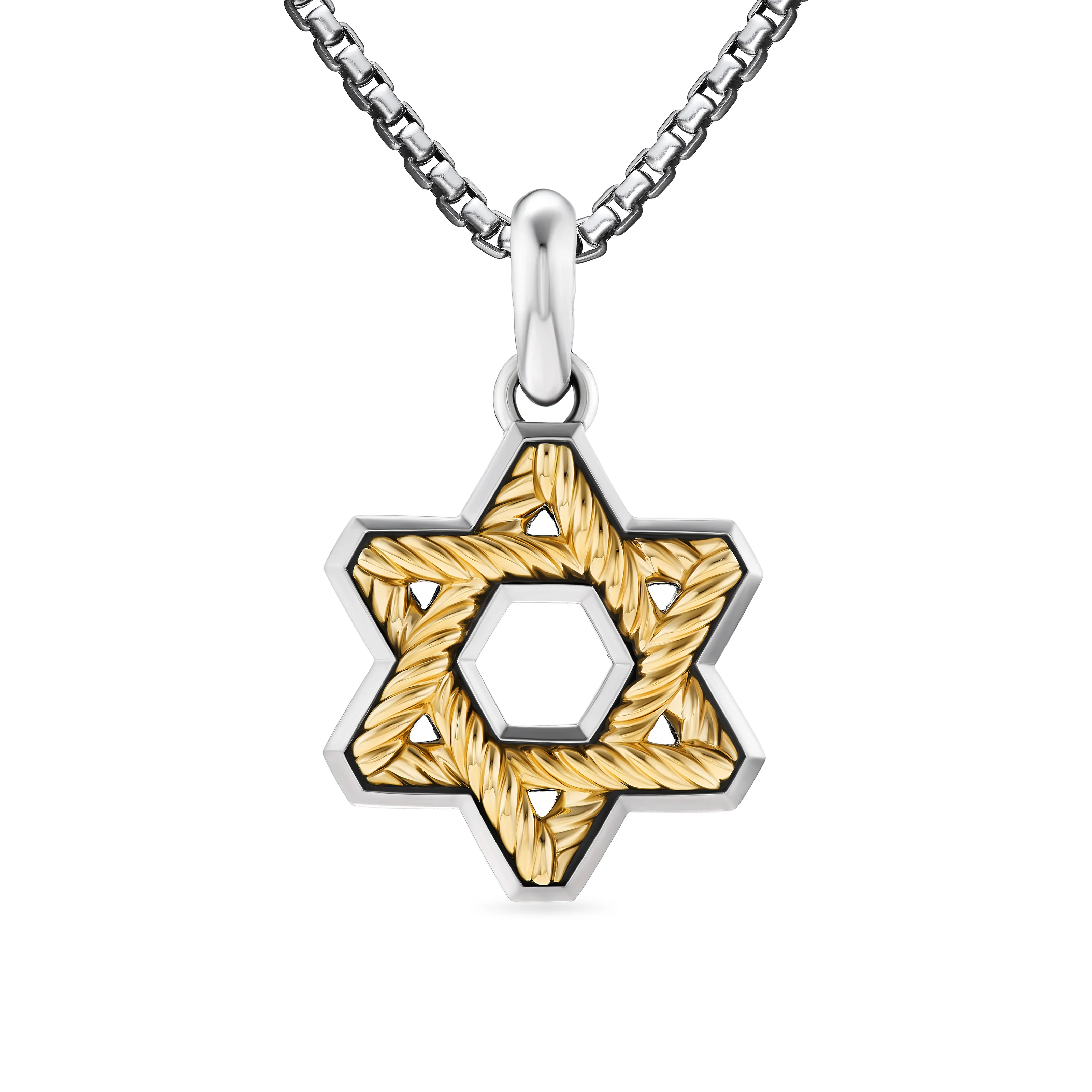David Yurman Cable Star Of David Amulet In Sterling Silver With 18k Yellow Gold, 19mm