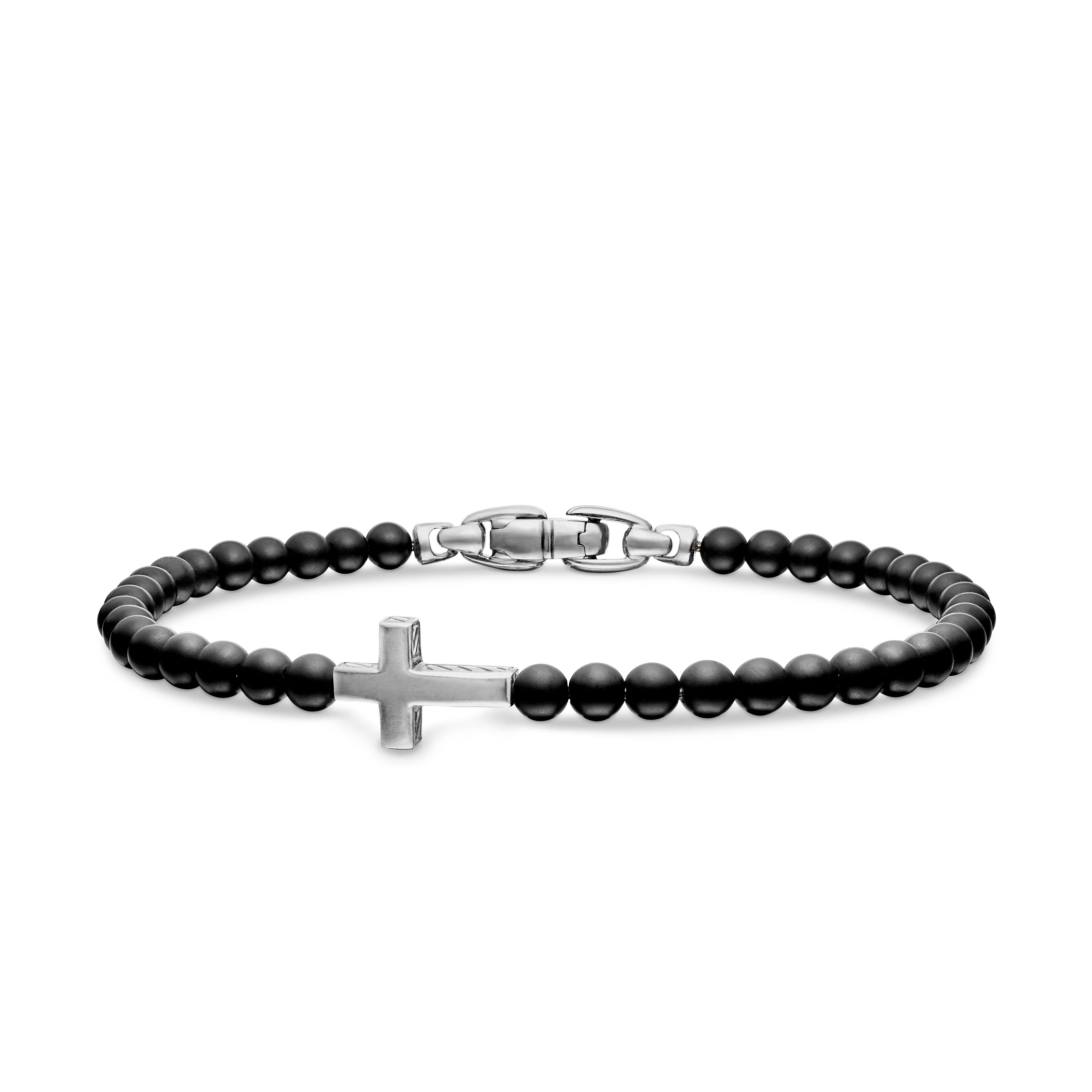 David Yurman Spiritual Beads Cross Station Bracelet In Sterling Silver With Black Onyx, 4mm - Image 2