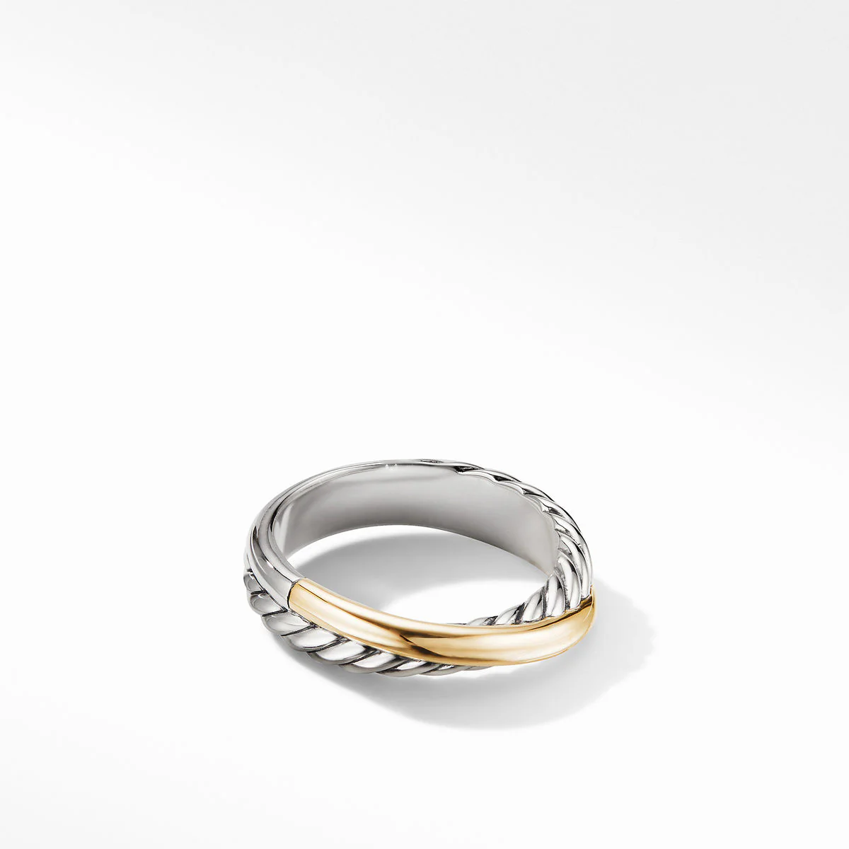 David Yurman Crossover Band Ring In Sterling Silver With 18k Yellow Gold, 5.3mm - Image 2
