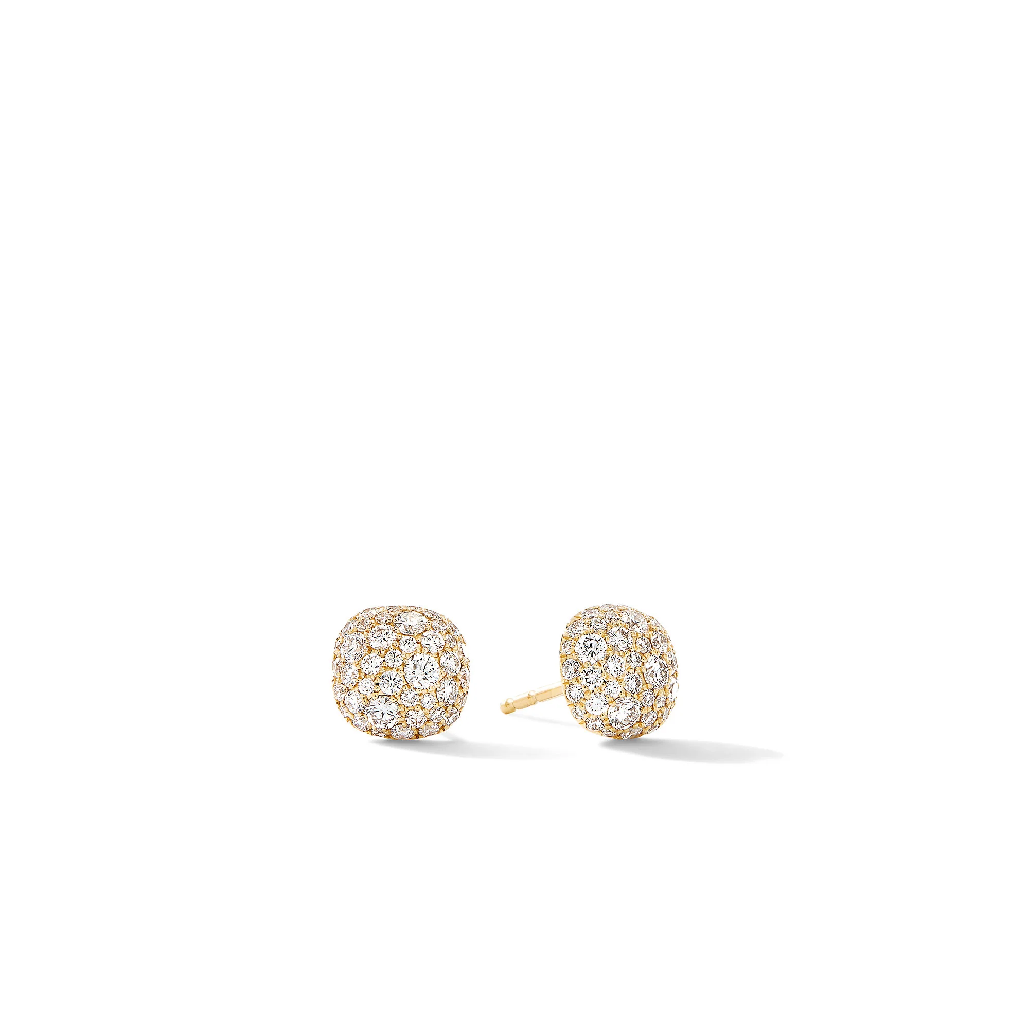 David Yurman Cushion Stud Earrings In 18k Yellow Gold With Diamonds, 8mm