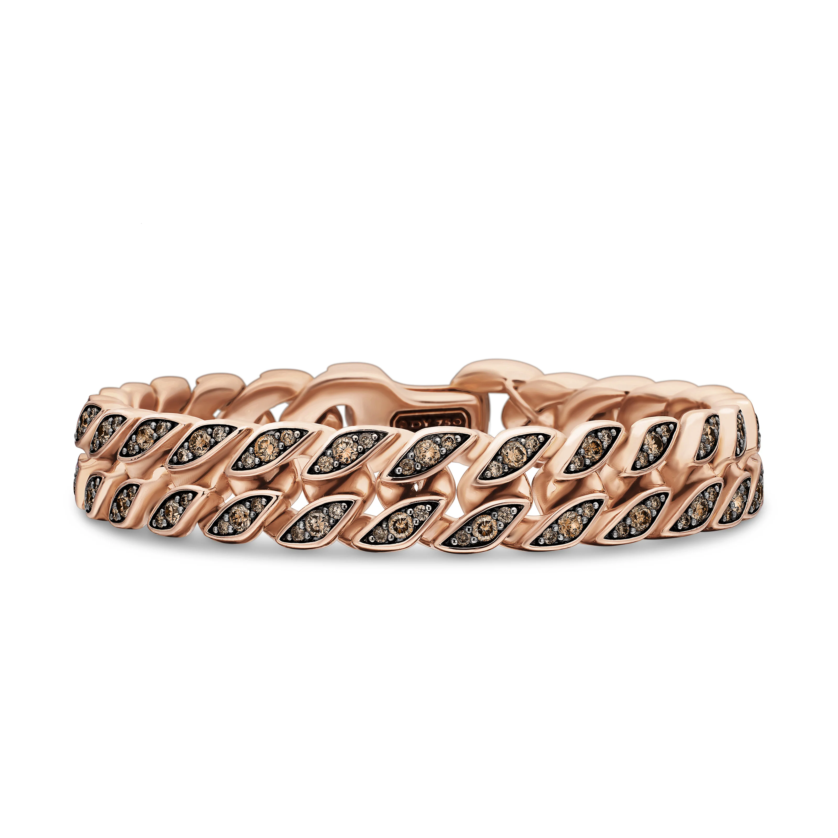 David Yurman Curb Chain Bracelet In 18k Rose Gold With Cognac Diamonds, 11.5mm - Image 2