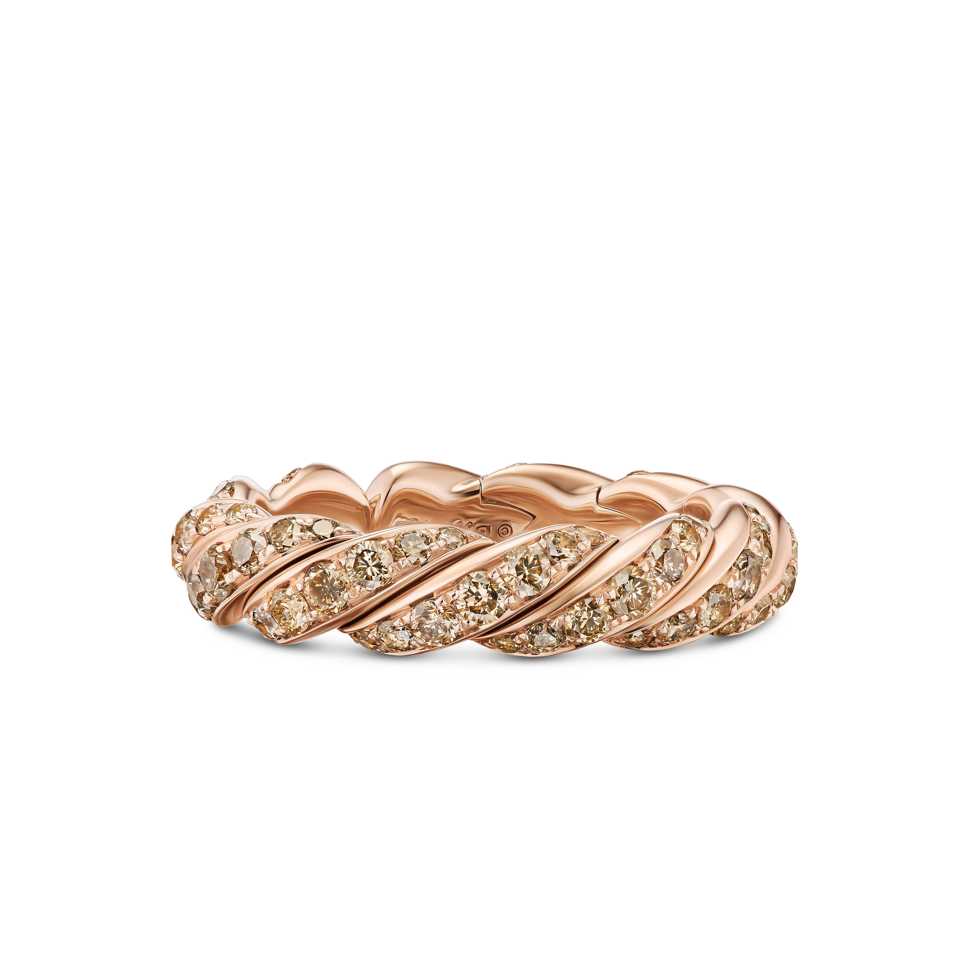 David Yurman Sculpted Cable Flex Band Ring In 18k Rose Gold With Cognac Diamonds, 5mm - Image 2