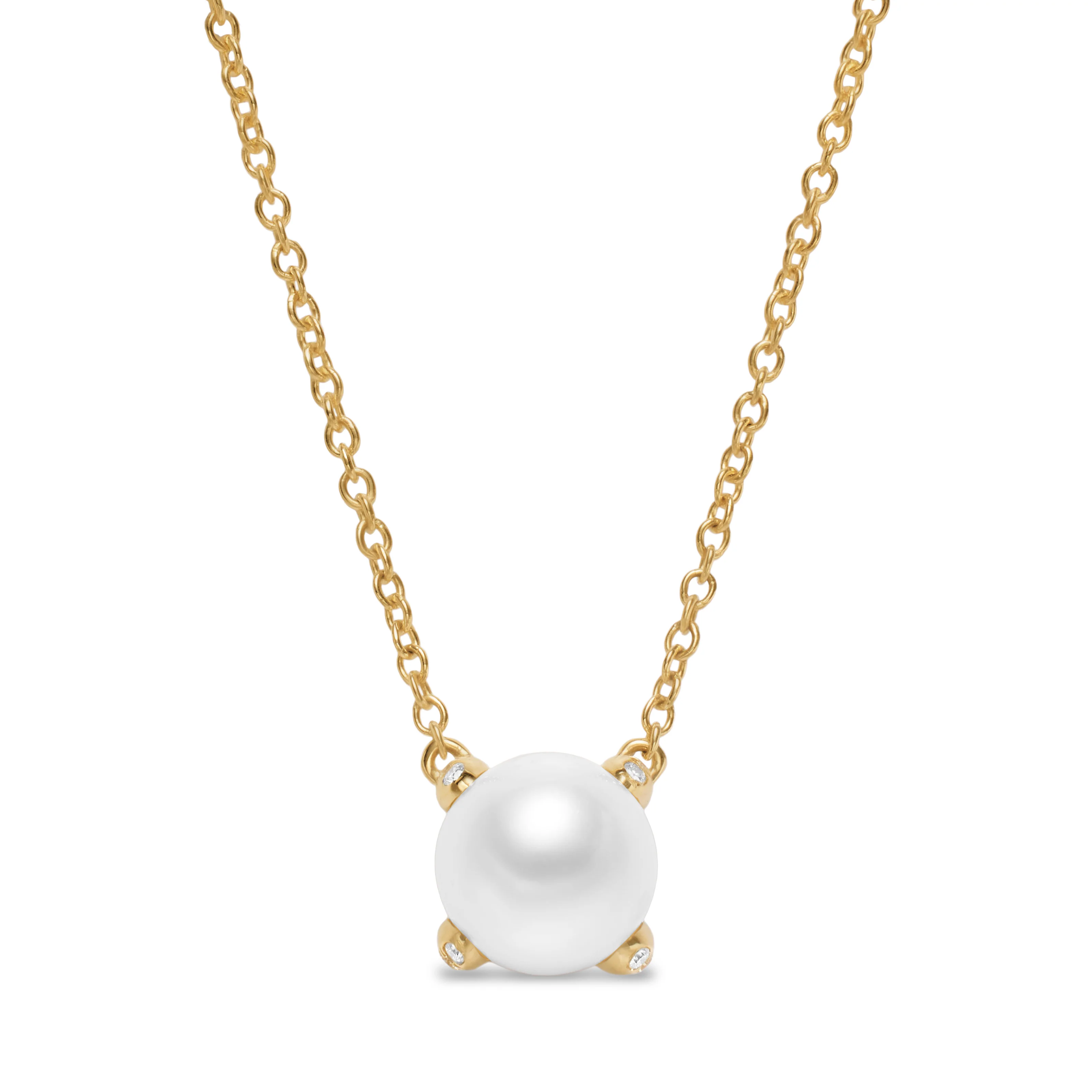David Yurman Pearl Classics Necklace In 18k Yellow Gold With Diamonds, 6.5mm - Image 2