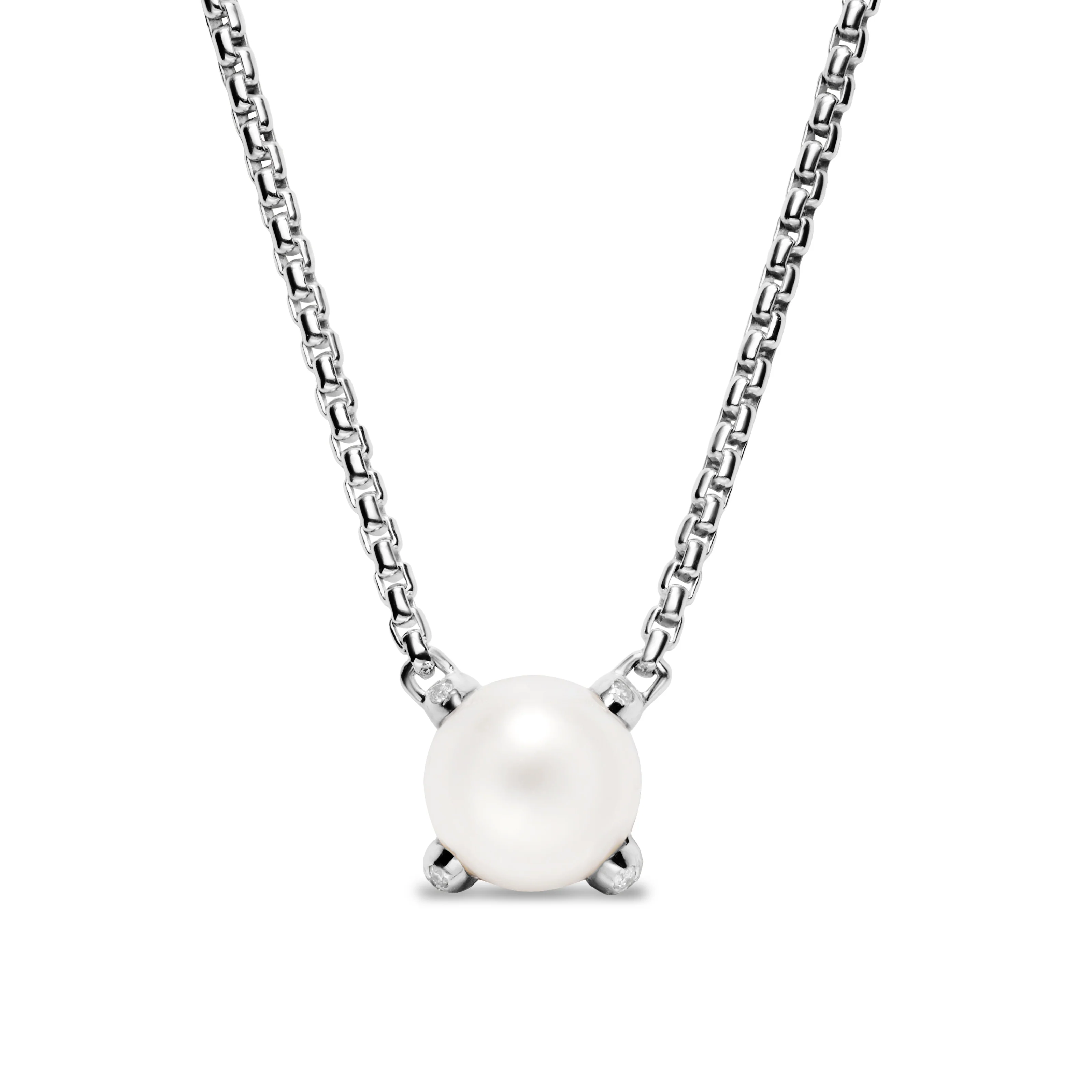 David Yurman Pearl Classics Necklace In Sterling Silver With Diamonds, 6.5mm - Image 2