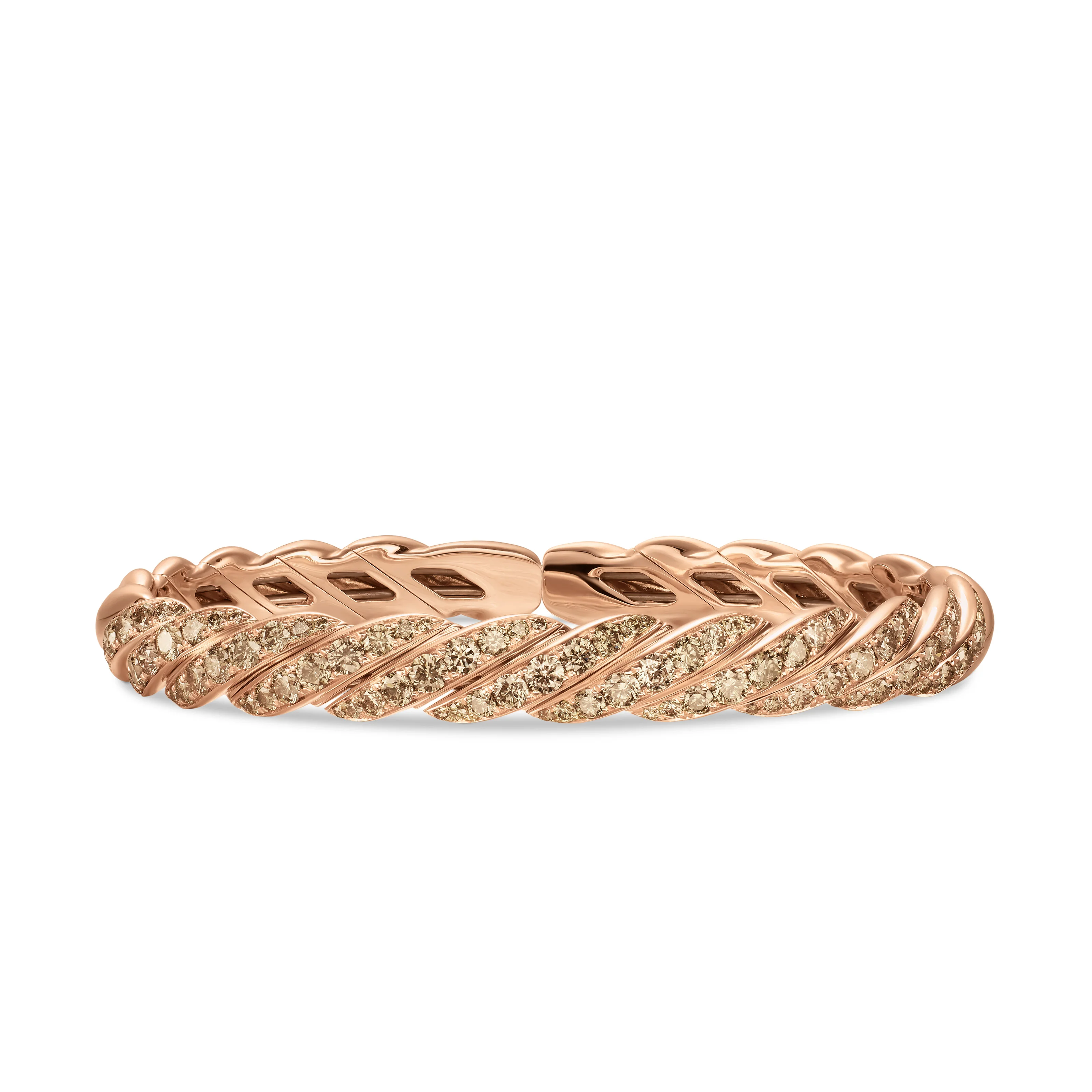 David Yurman Sculpted Cable Flex Bracelet In 18k Rose Gold With Cognac Diamonds, 7.8mm - Image 2