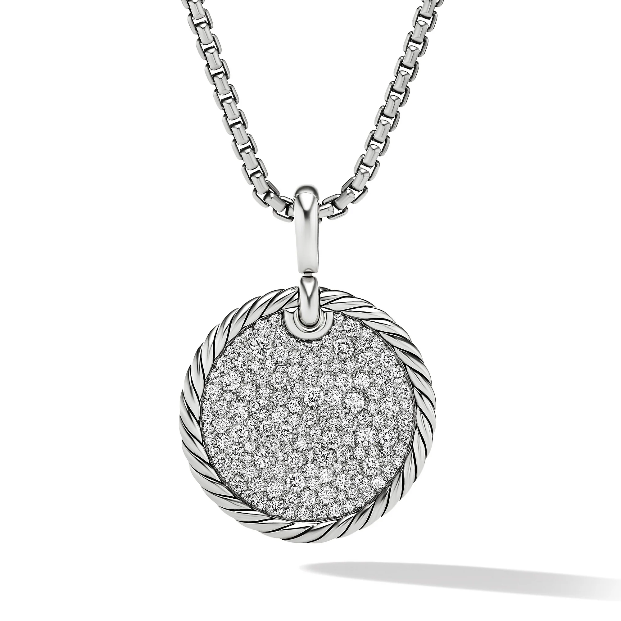 David Yurman Elements® Disc Pendant In Sterling Silver With Diamonds, 44.6mm