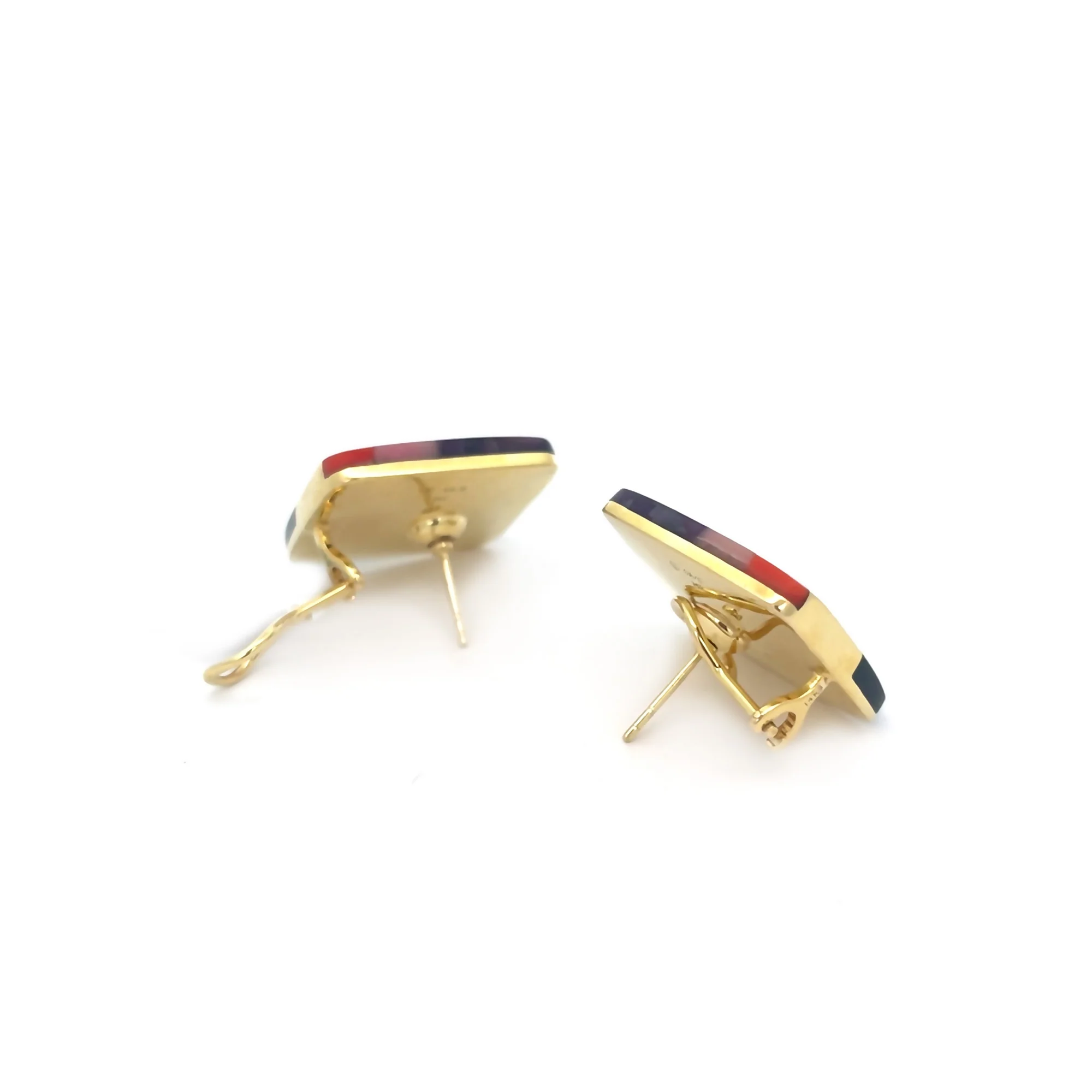 Estate 14k Yellow Gold Asch Grossbardt Mutli-Colored Stone Earrings - Image 2