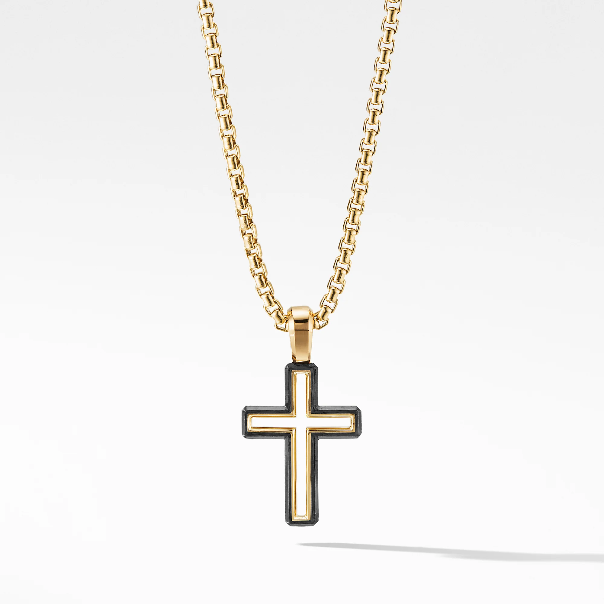 David Yurman Forged Carbon Cross Pendant In 18k Yellow Gold, 24mm