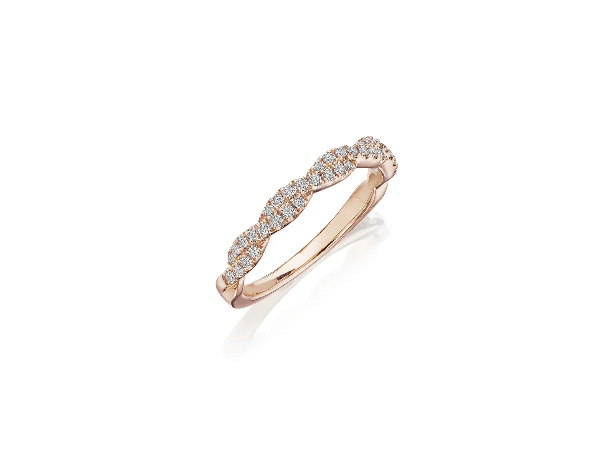 Henri Daussi 18k Rose Gold Diamond Band