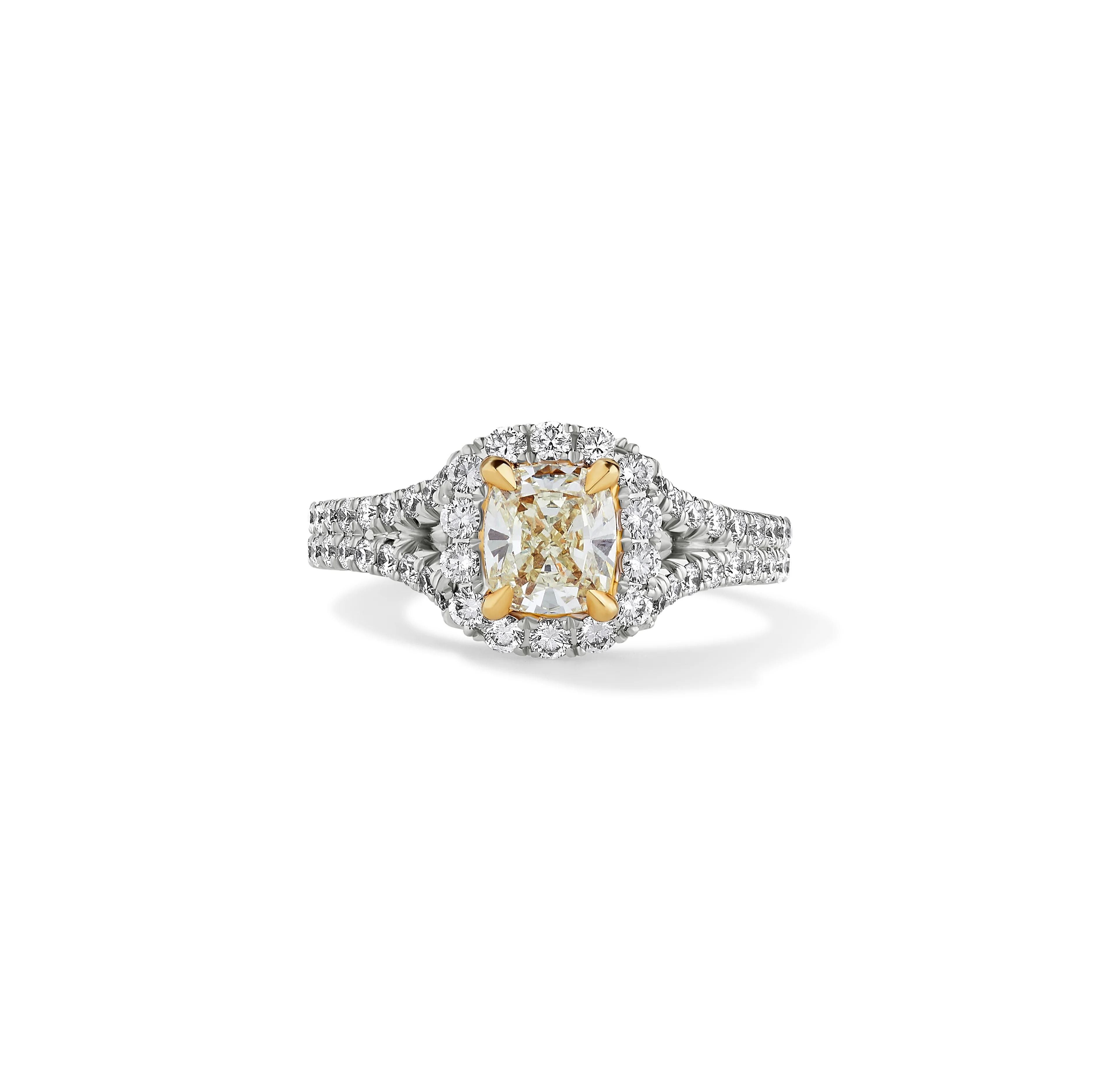 Henri Daussi 18k White And Yellow Gold Fancy Yellow Diamond Ring