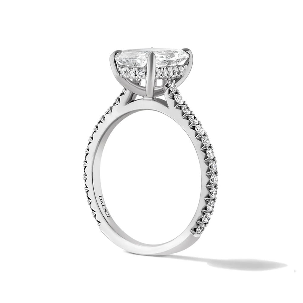 Henri Daussi 18k White Gold Diamond Engagement Ring - Image 2