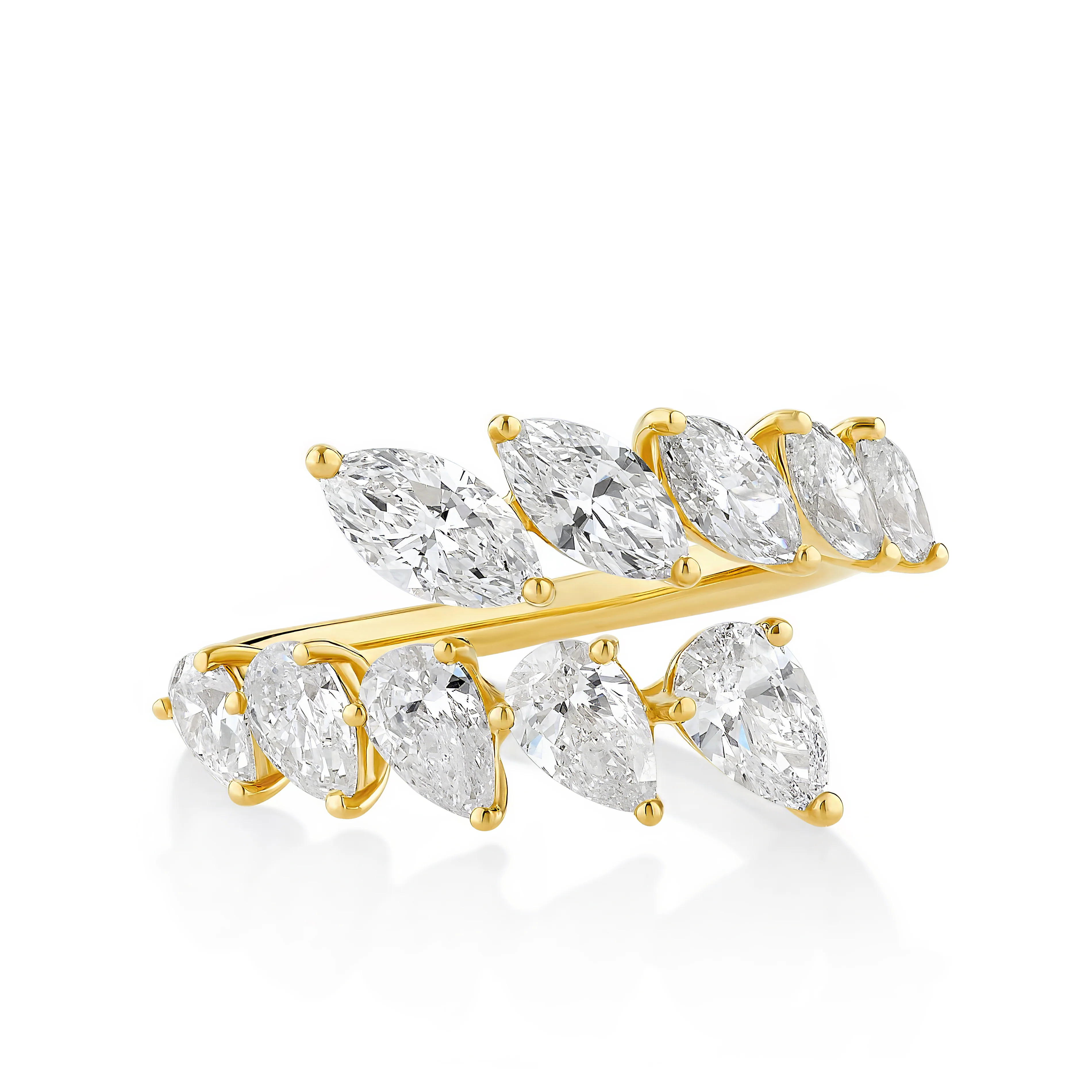 Henri Daussi 18k Yellow Gold Diamond Bypass Ring - Image 2