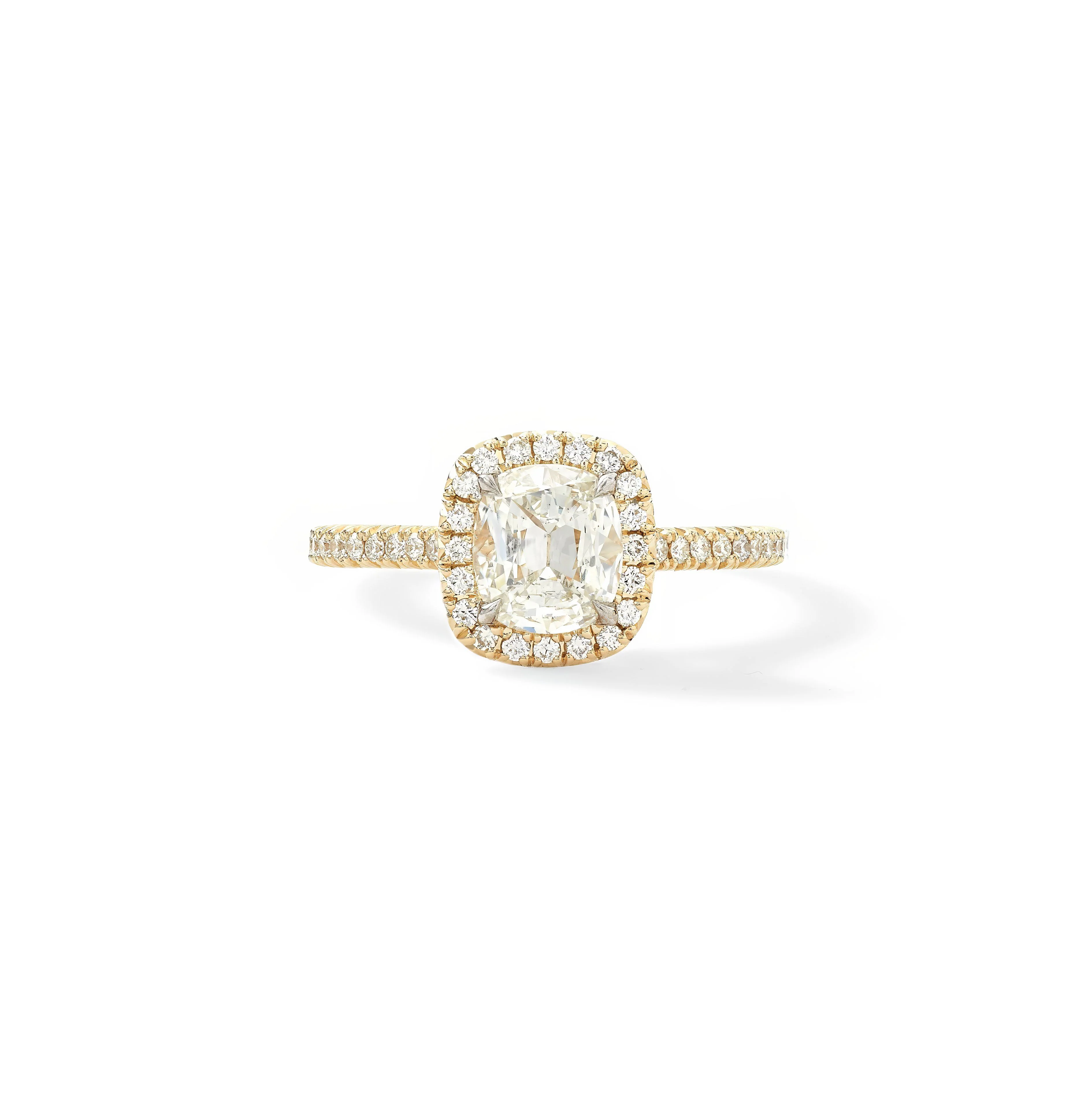 Henri Daussi 18k Yellow Gold Diamond Engagement Ring