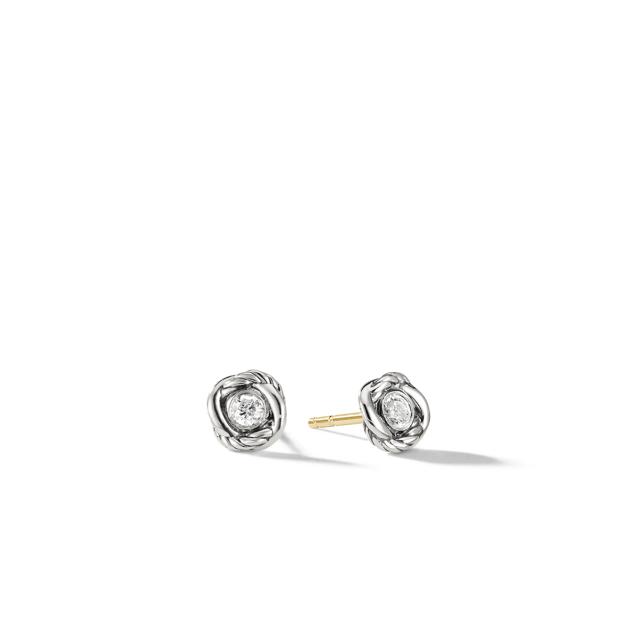 David Yurman Infinity Stud Earrings In Sterling Silver With Diamonds, 6.8mm