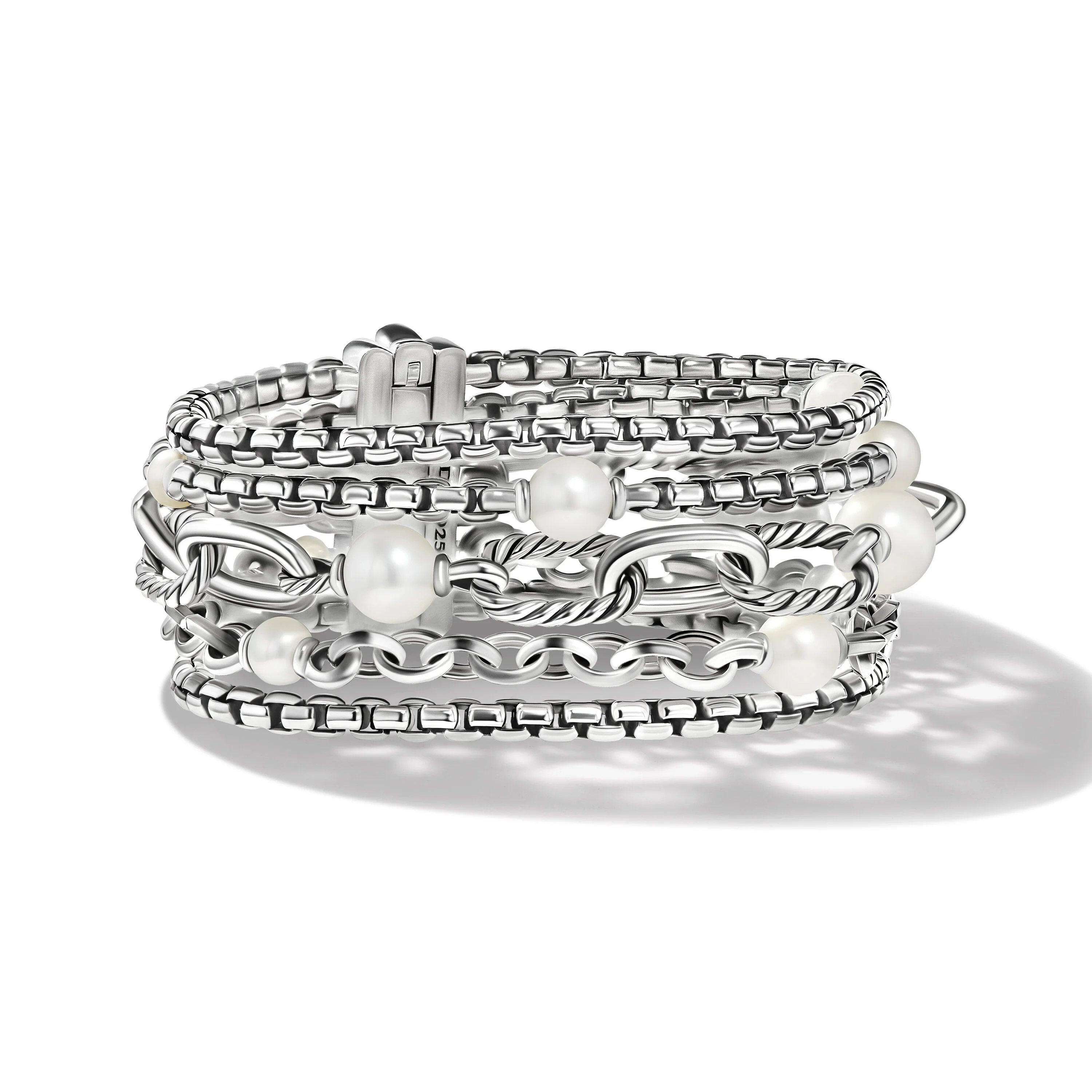 David Yurman Madison Pearl Multi-Row Bracelet Pe Sil