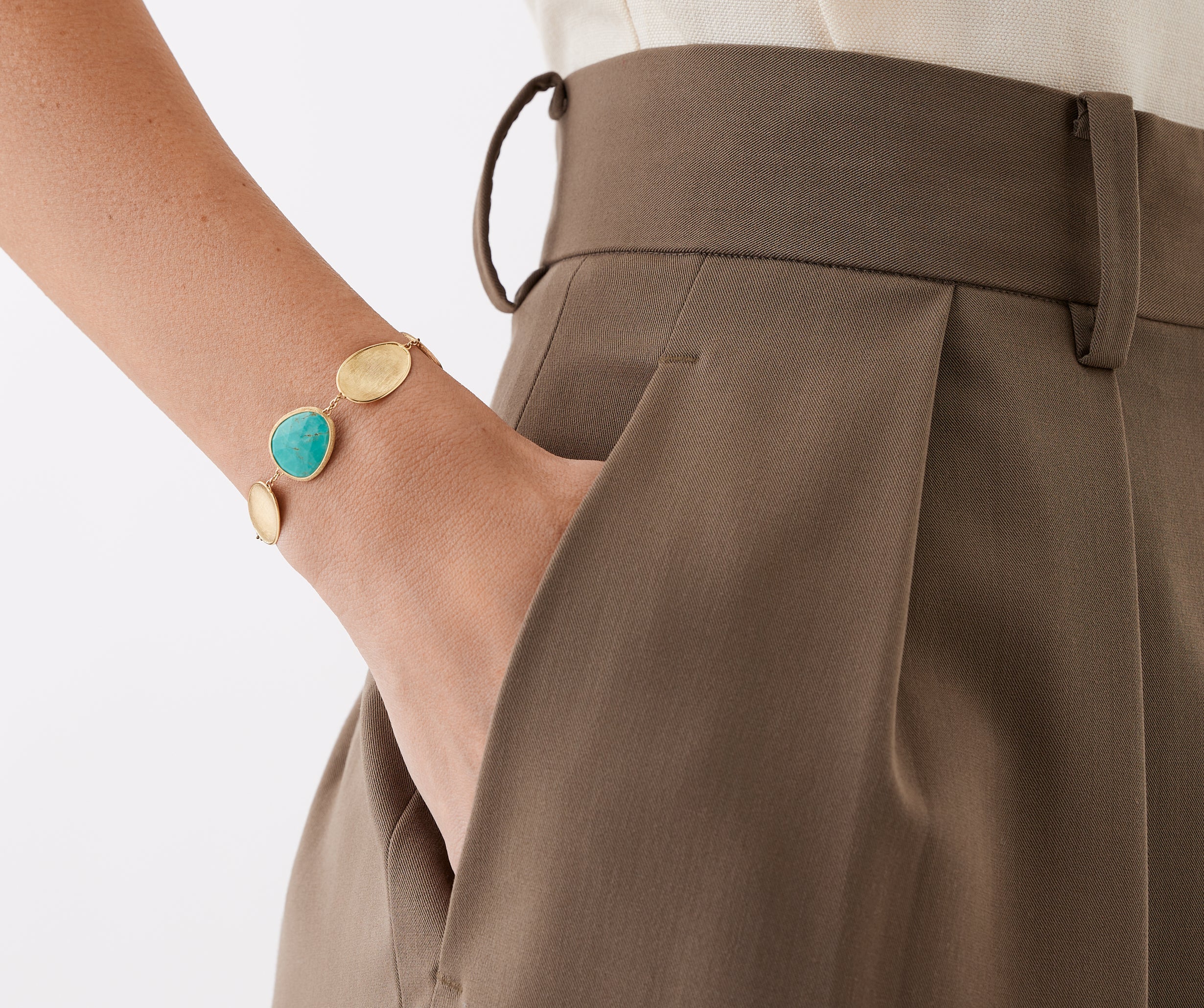 Marco Bicego 18k Yellow Gold And Turquoise Lunaria Bracelet - Image 3