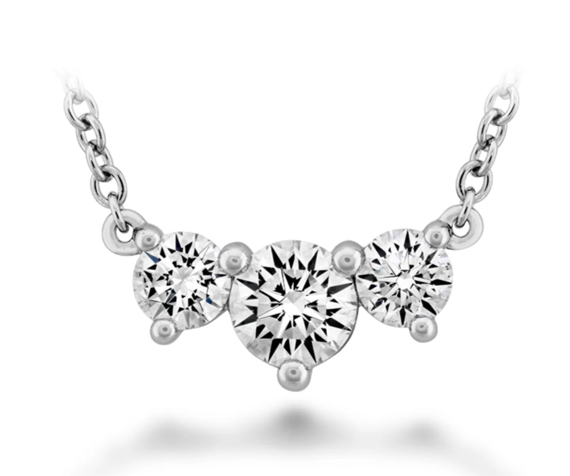 Memoire 18k White Gold And Diamond Trinity Necklace - Image 2