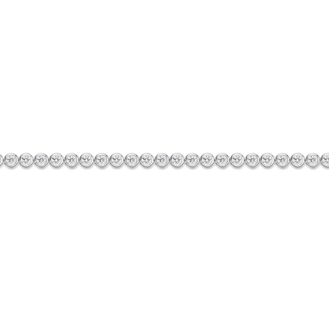 Memoire 18k White Gold Small Bezel Diamond Bracelet - Image 3