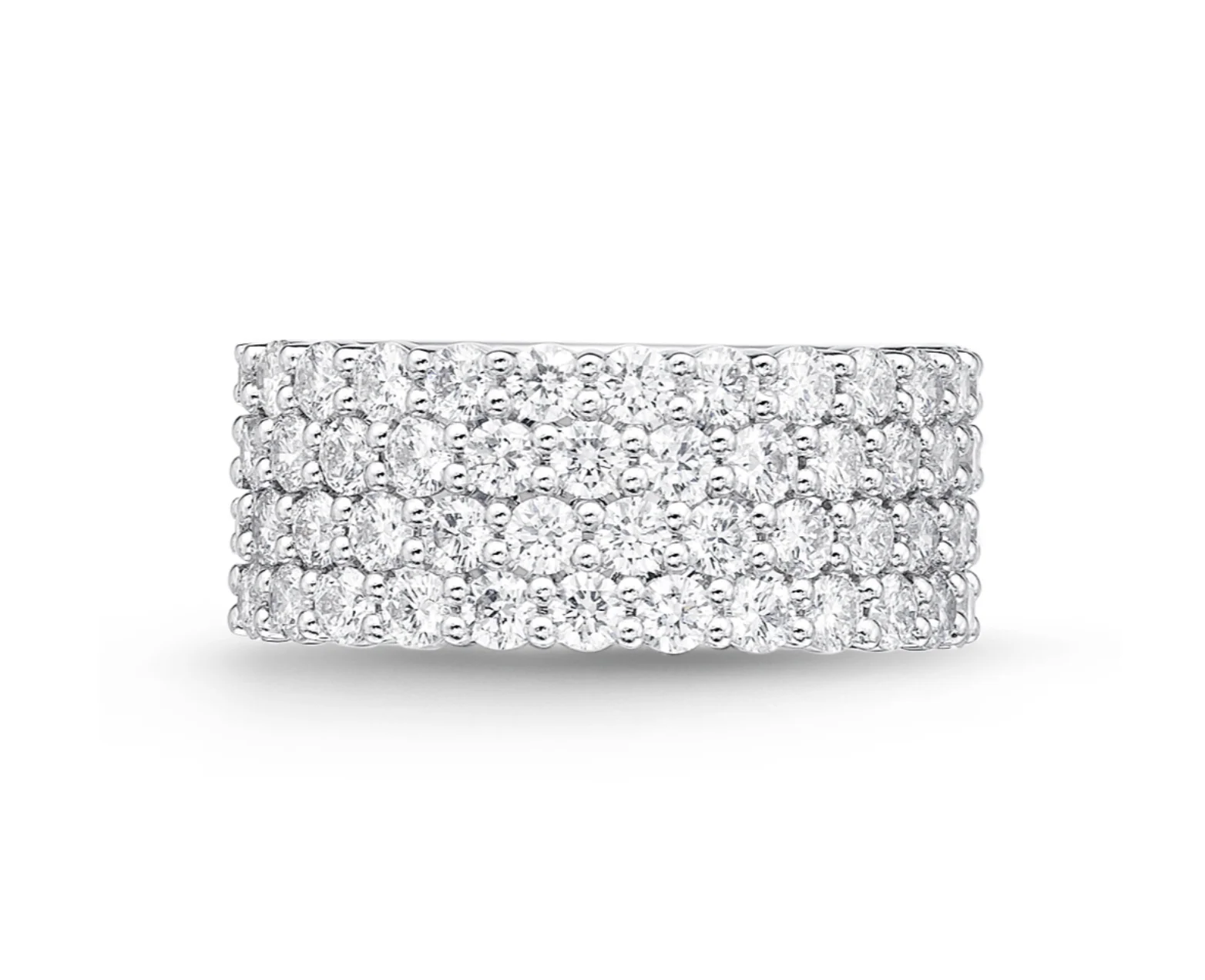 Memoire 18k White Gold Paramount Four Row Diamond Band - Image 2