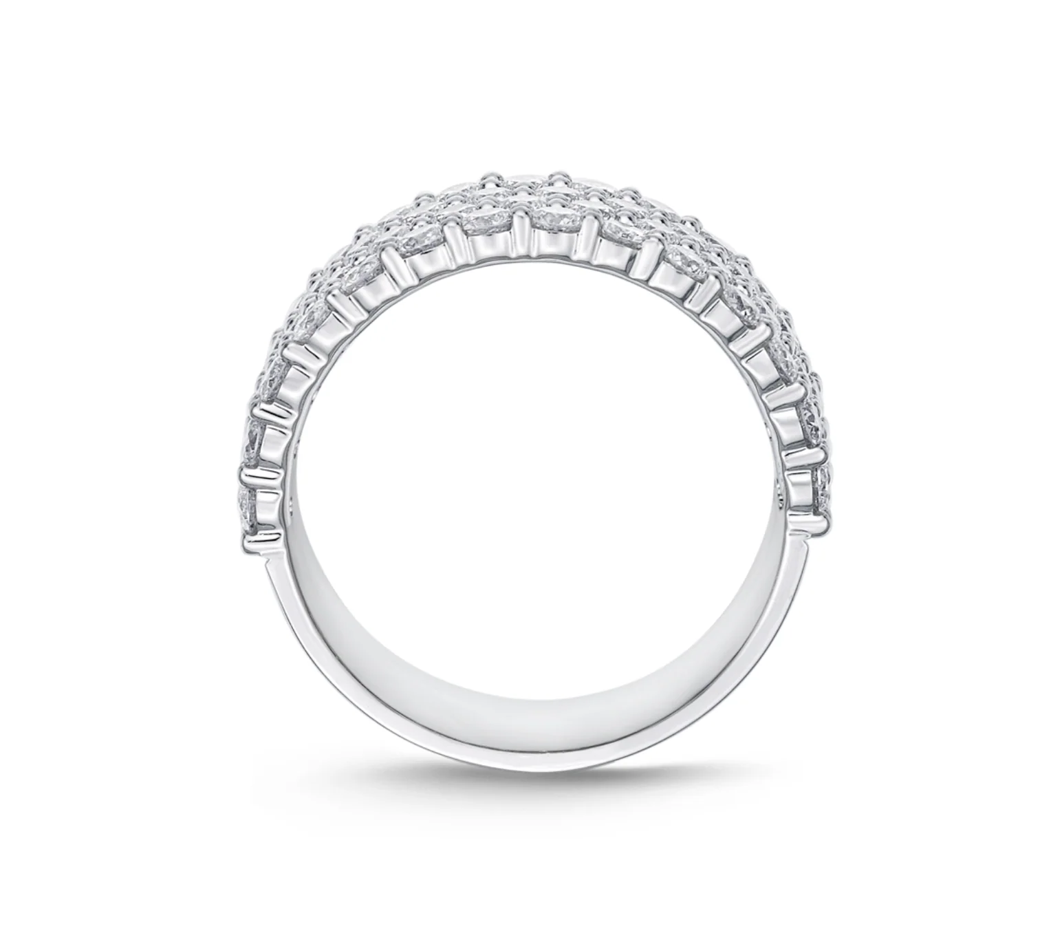 Memoire 18k White Gold Paramount Four Row Diamond Band - Image 3