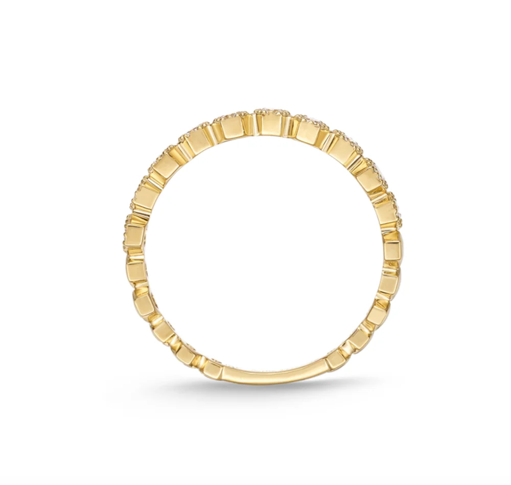Memoire 18k Yellow Gold Milgrain Stackable Band - Image 2