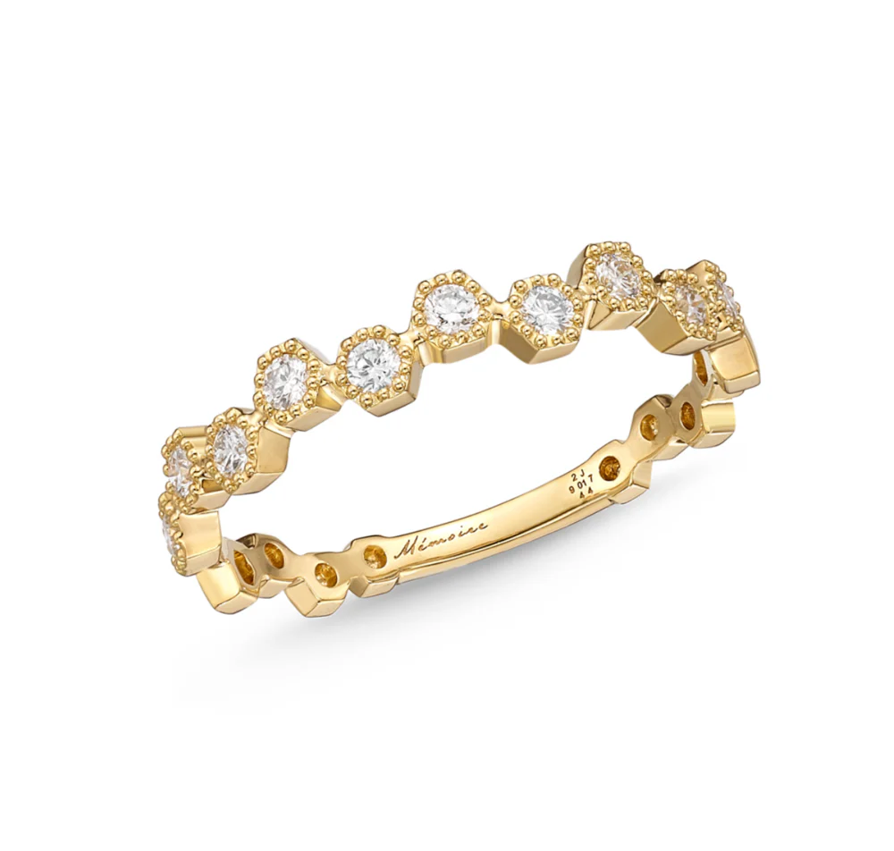 Memoire 18k Yellow Gold Milgrain Stackable Band - Image 3