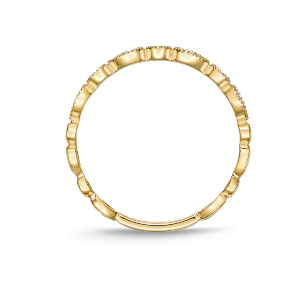 Memoire 18k Yellow Gold Vintage Pear And Round Band - Image 2