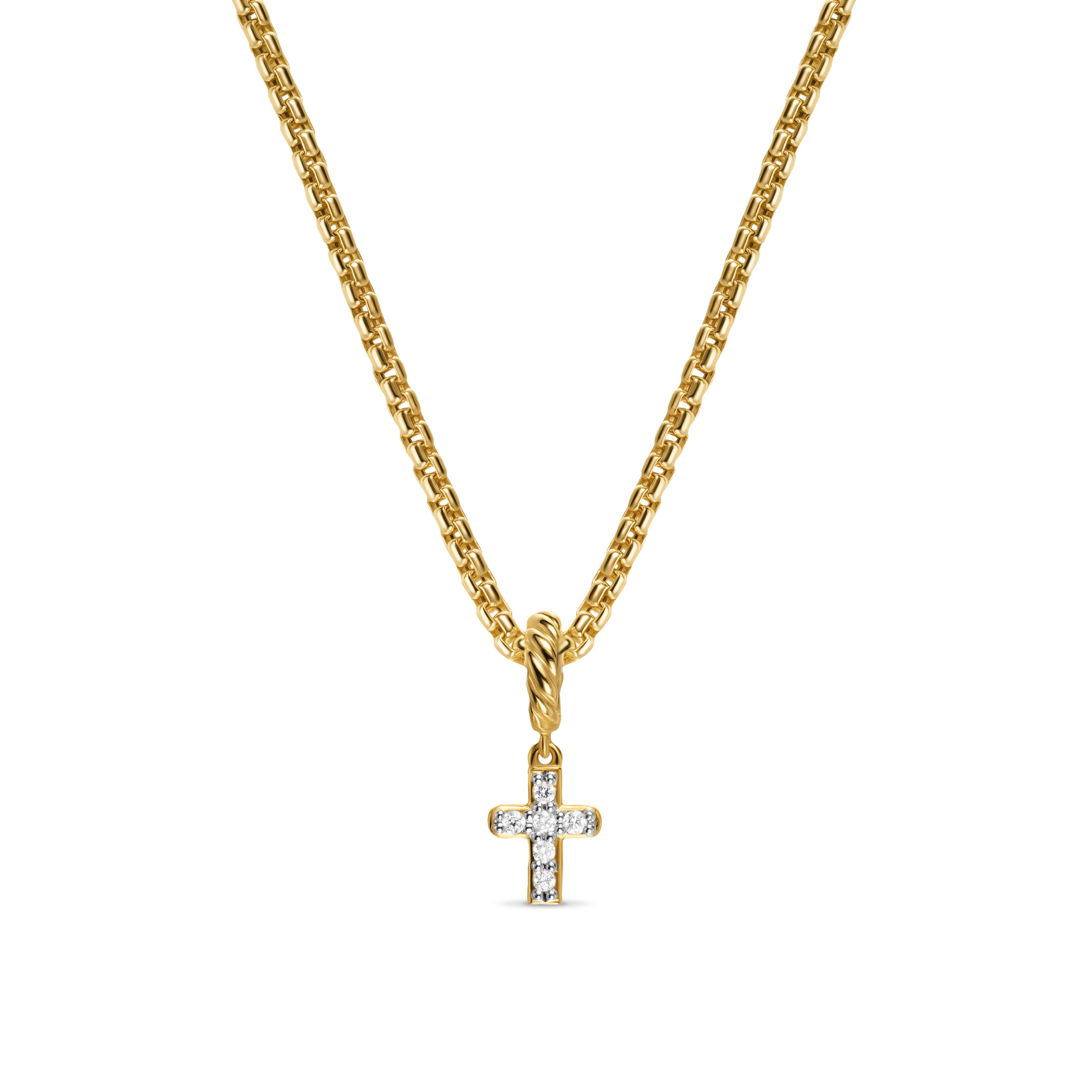 David Yurman Micro Pavé Cross Amulet In 18k Yellow Gold With Diamonds, 8mm - Image 2