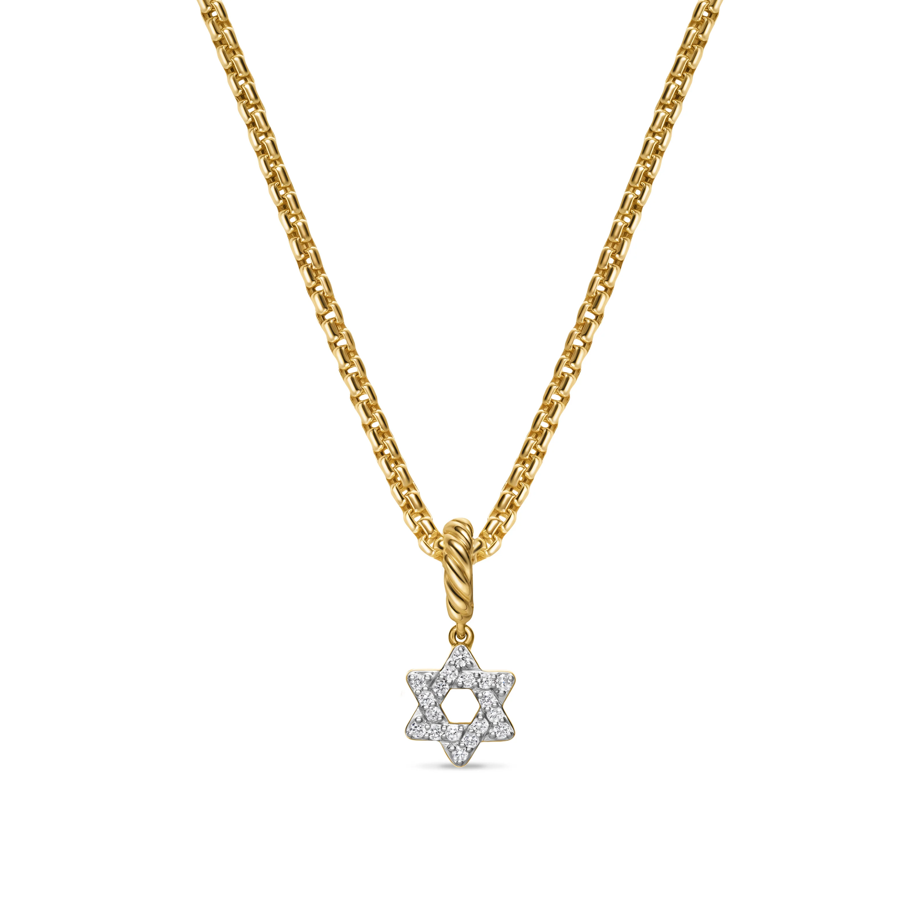David Yurman Micro Pavé Star Of David Amulet In 18k Yellow Gold With Diamonds, 7.4mm