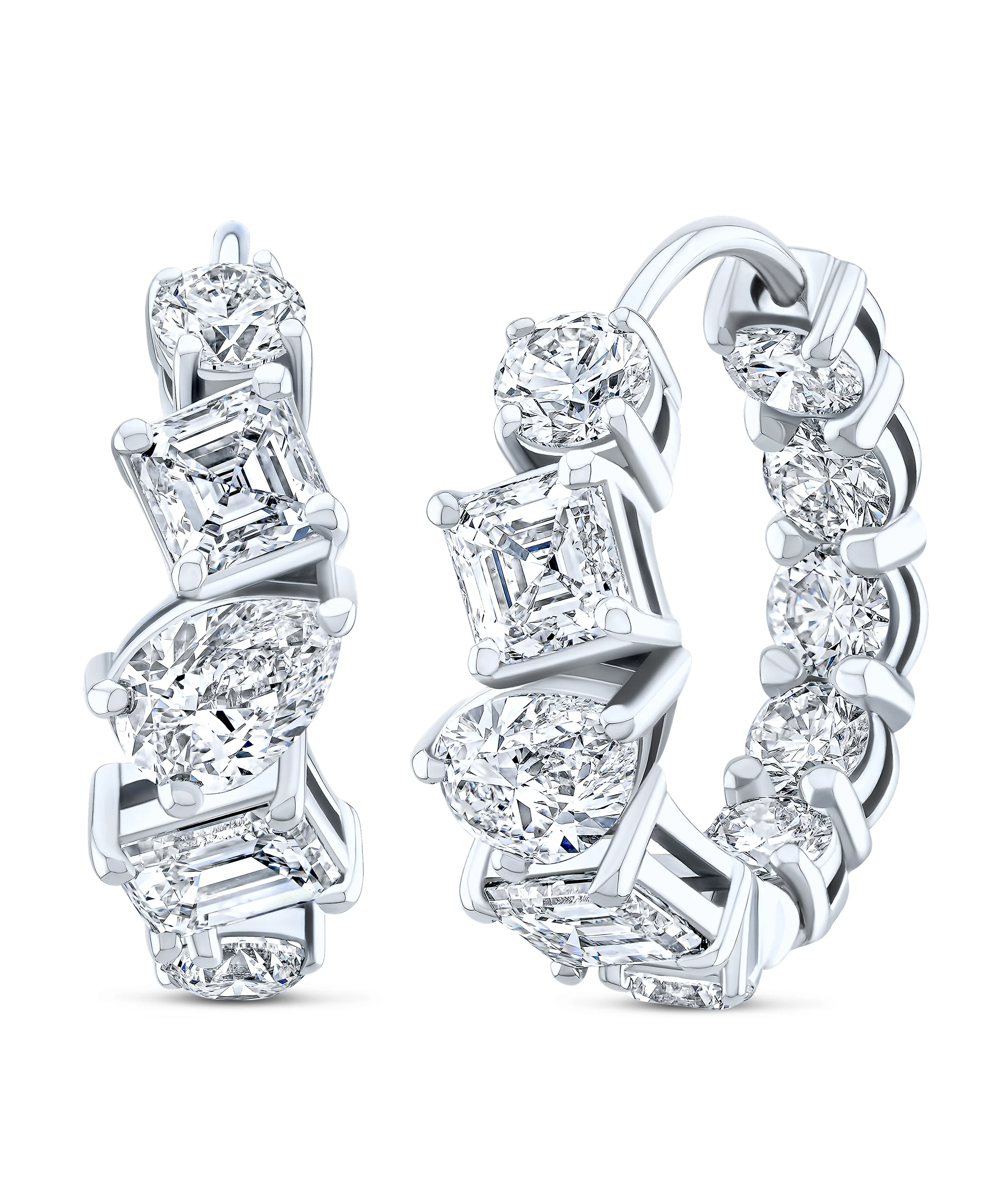 Norman Silverman 18k White Gold Diamond Hoop Earrings