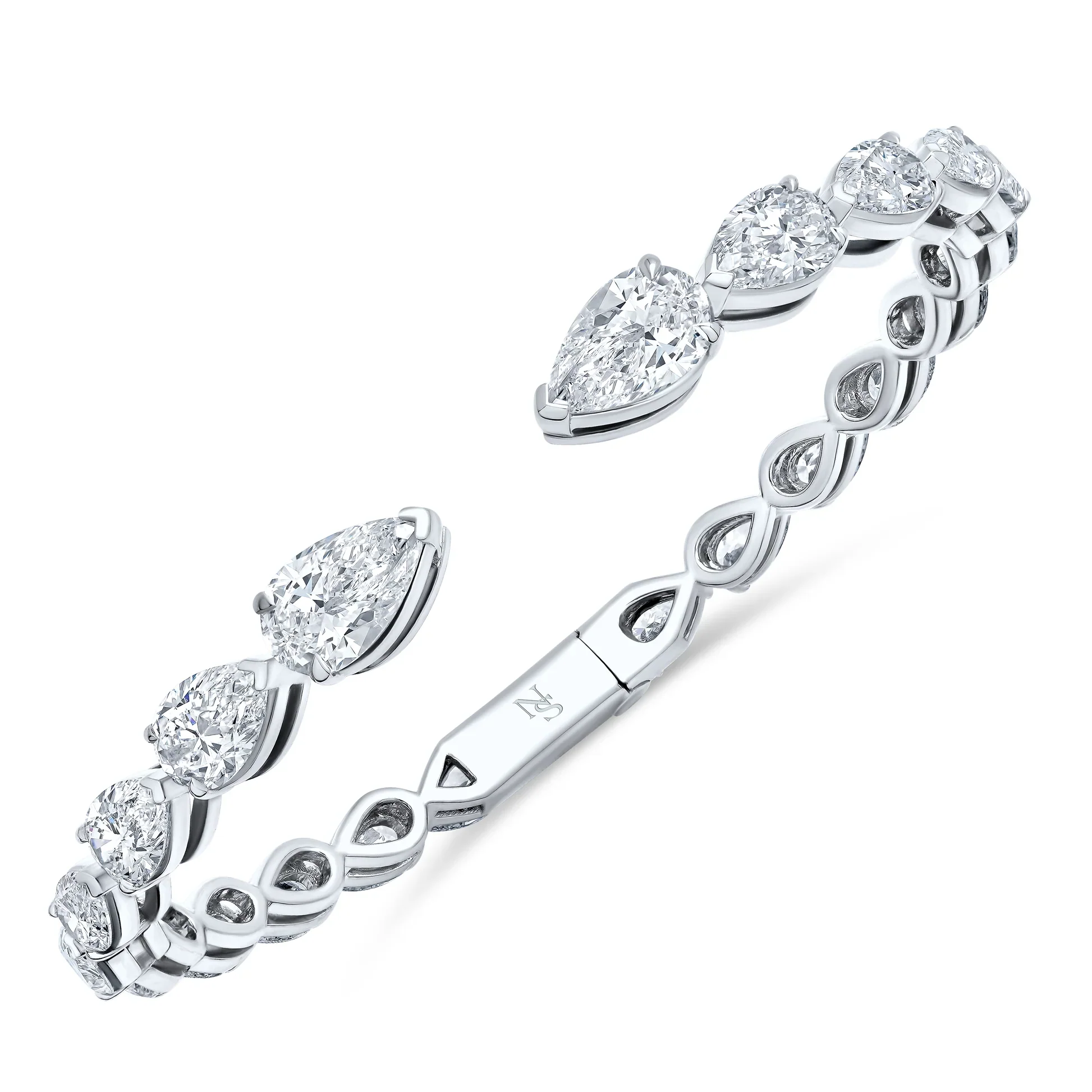 Norman Silverman 18k White Gold Pear Diamond Bracelet - Image 2