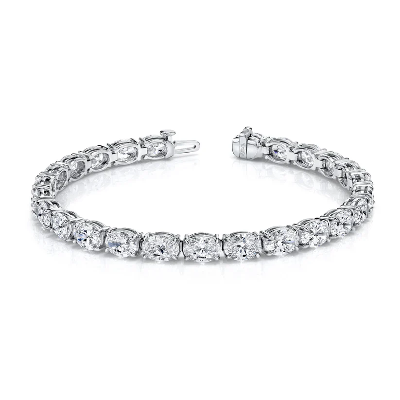 Norman Silverman Medium 18k White Gold East-West Set Oval Diamond Bracelet